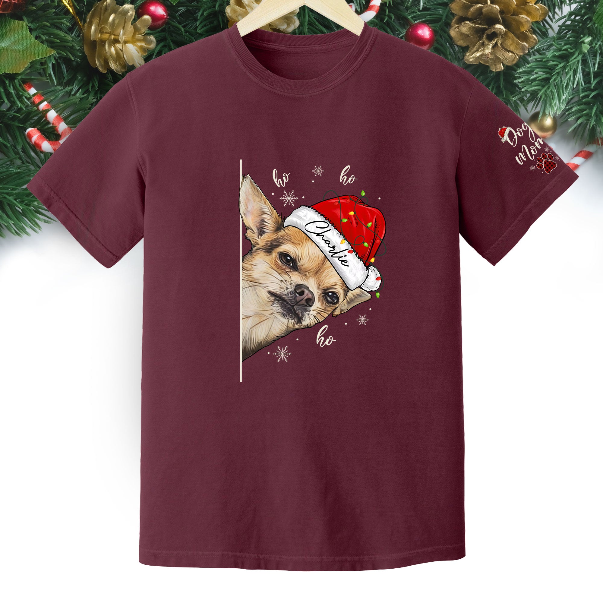 Custom Pet T-Shirt – Personalized Dog Photo Shirt, Christmas Gift for Women Dog Mom