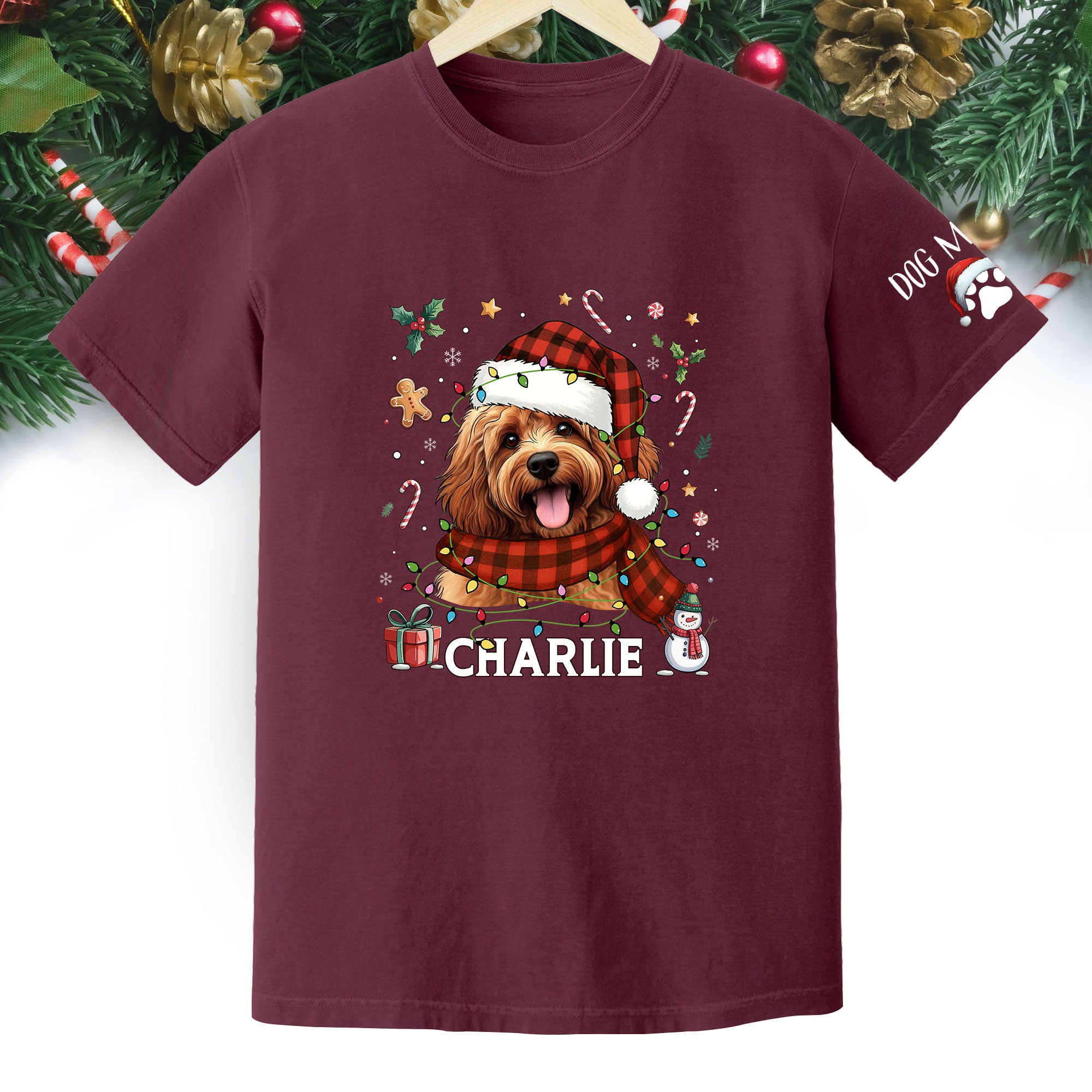 Custom Dog Christmas T-Shirt – Personalized Pet Photo Shirt, Holiday Gift for Dog Mom