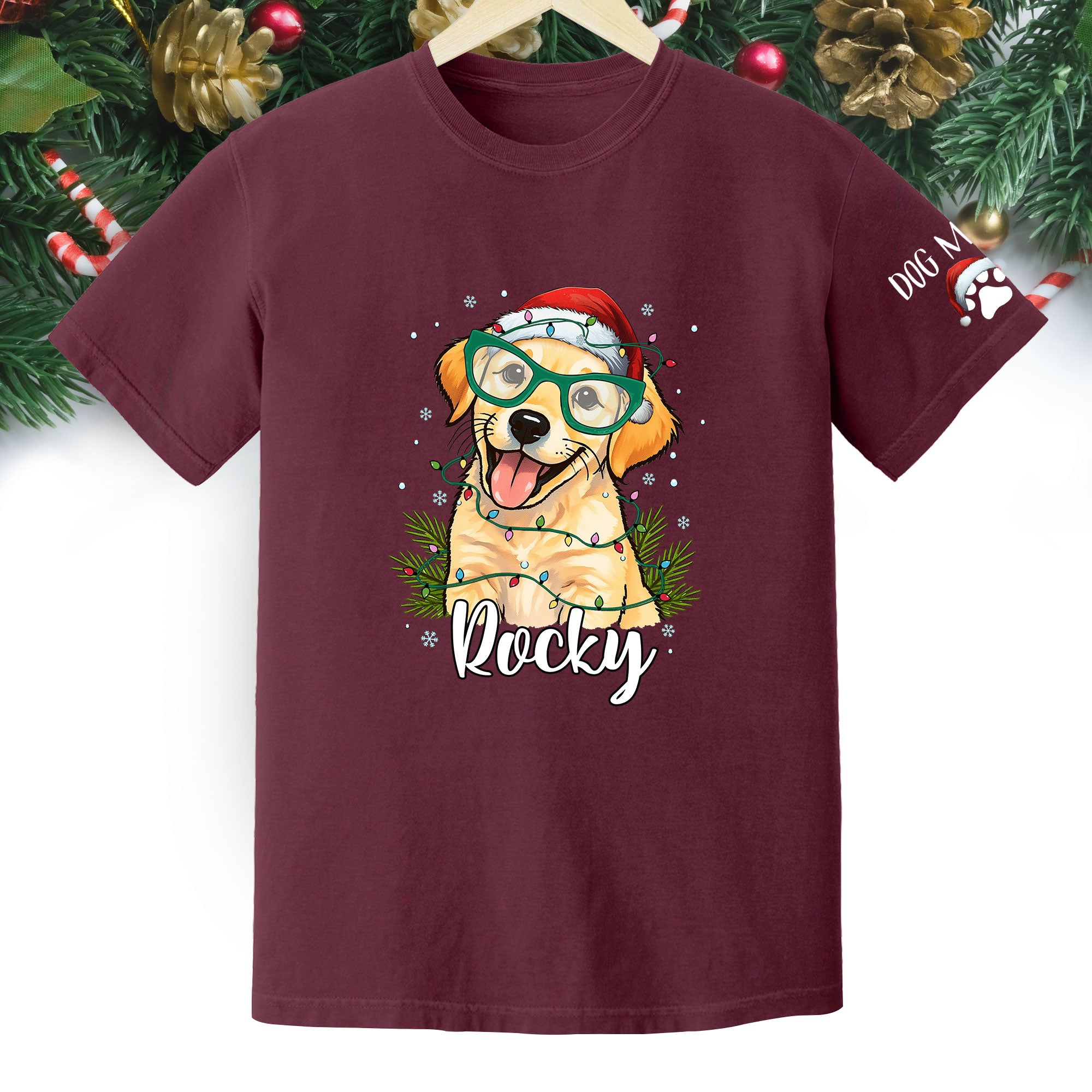 Custom Pet Christmas Shirt – Personalized Dog T-Shirt, Cute Holiday Gift for Pet Lovers