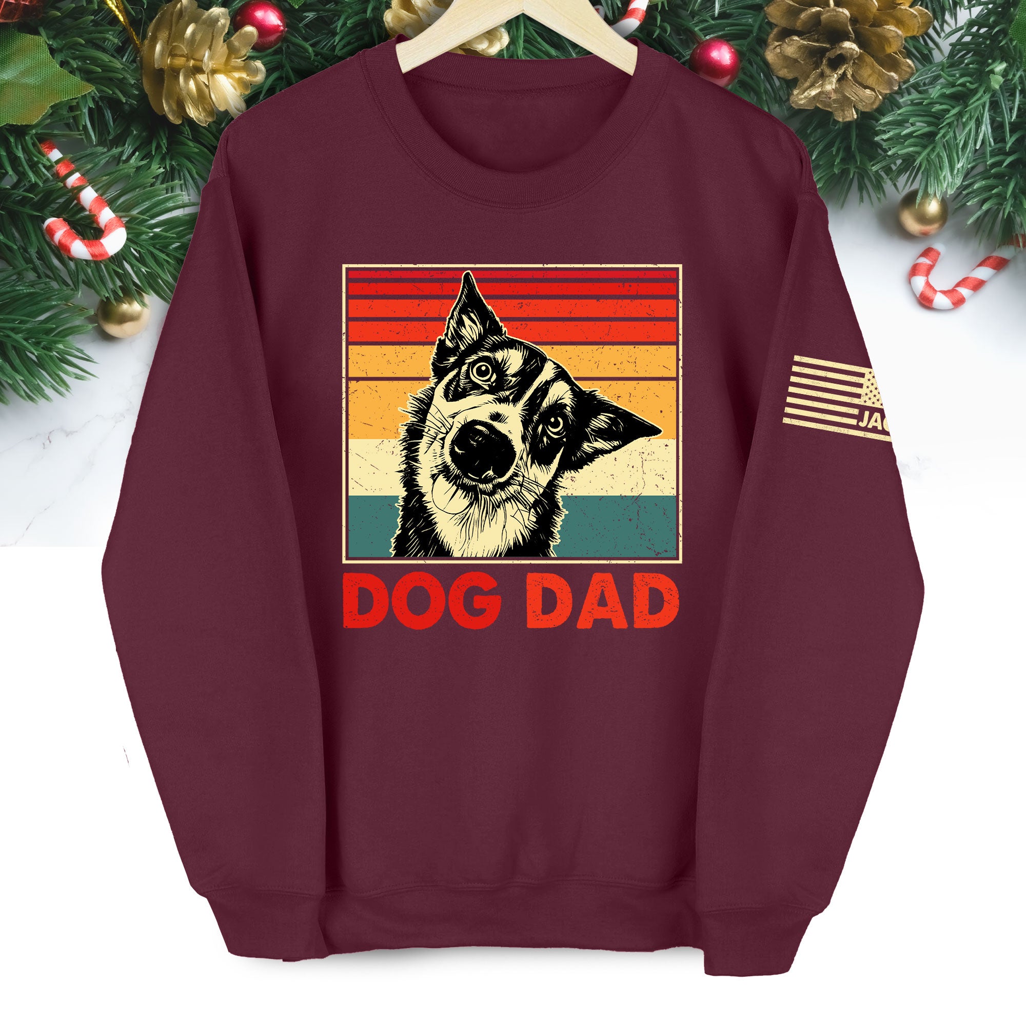 Personalized Dog Dad Sweatshirt – Custom Retro Dog Art, Perfect Gift for Dog Lovers