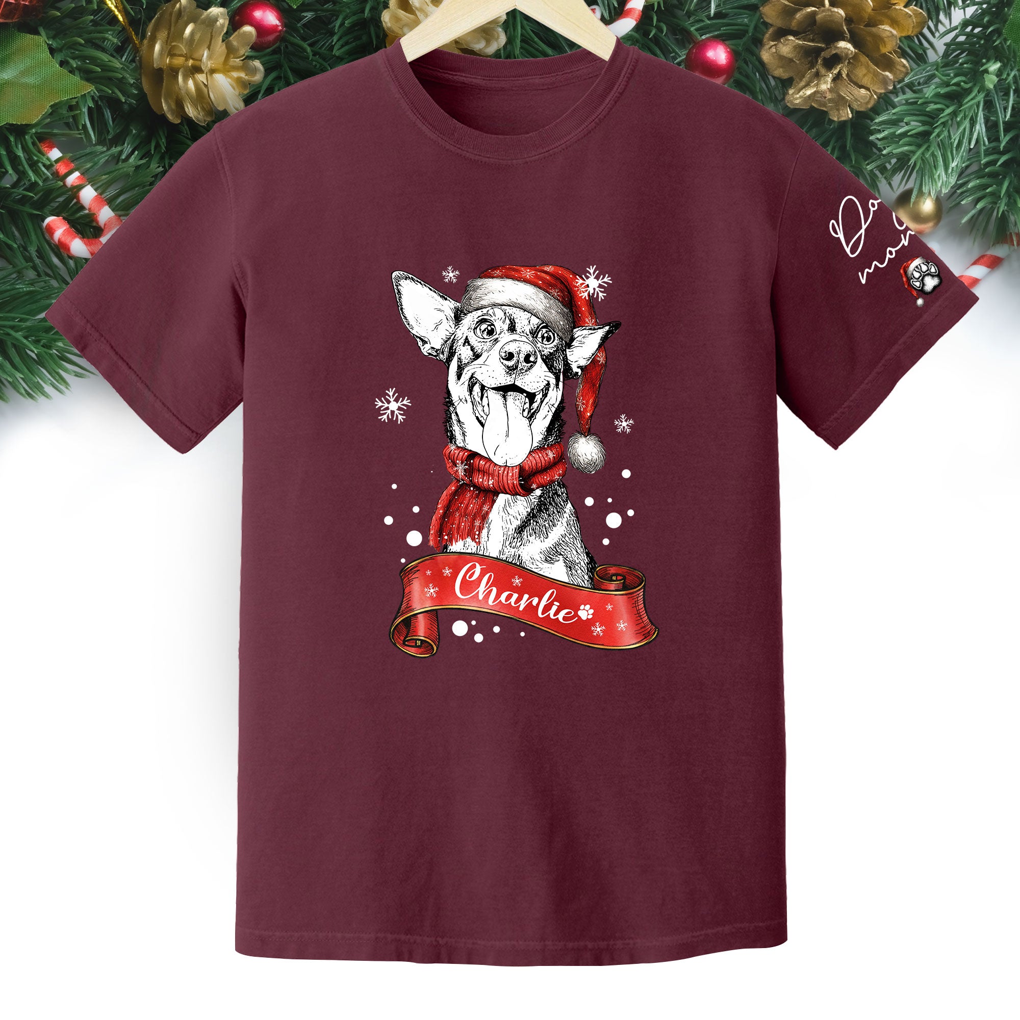 Christmas Dog T-Shirt – Custom Pet Photo Shirt, Funny Personalized Gift for Pet Lover