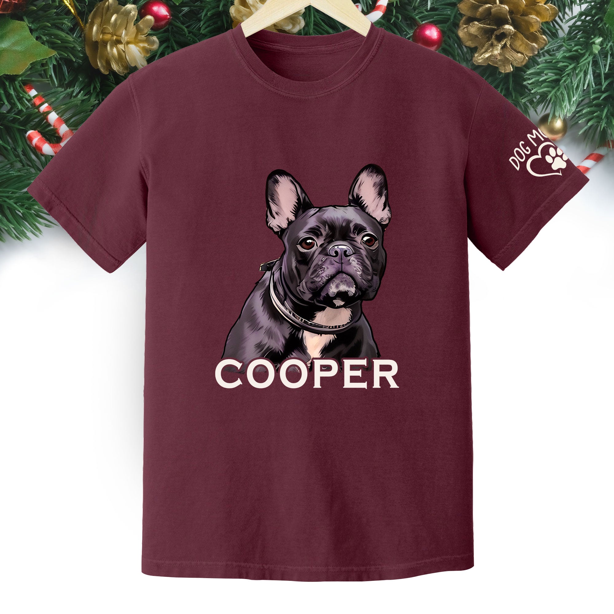 Custom Dog Mom T-Shirt – Personalized Pet Portrait & Name, Cute Dog Lover Gift