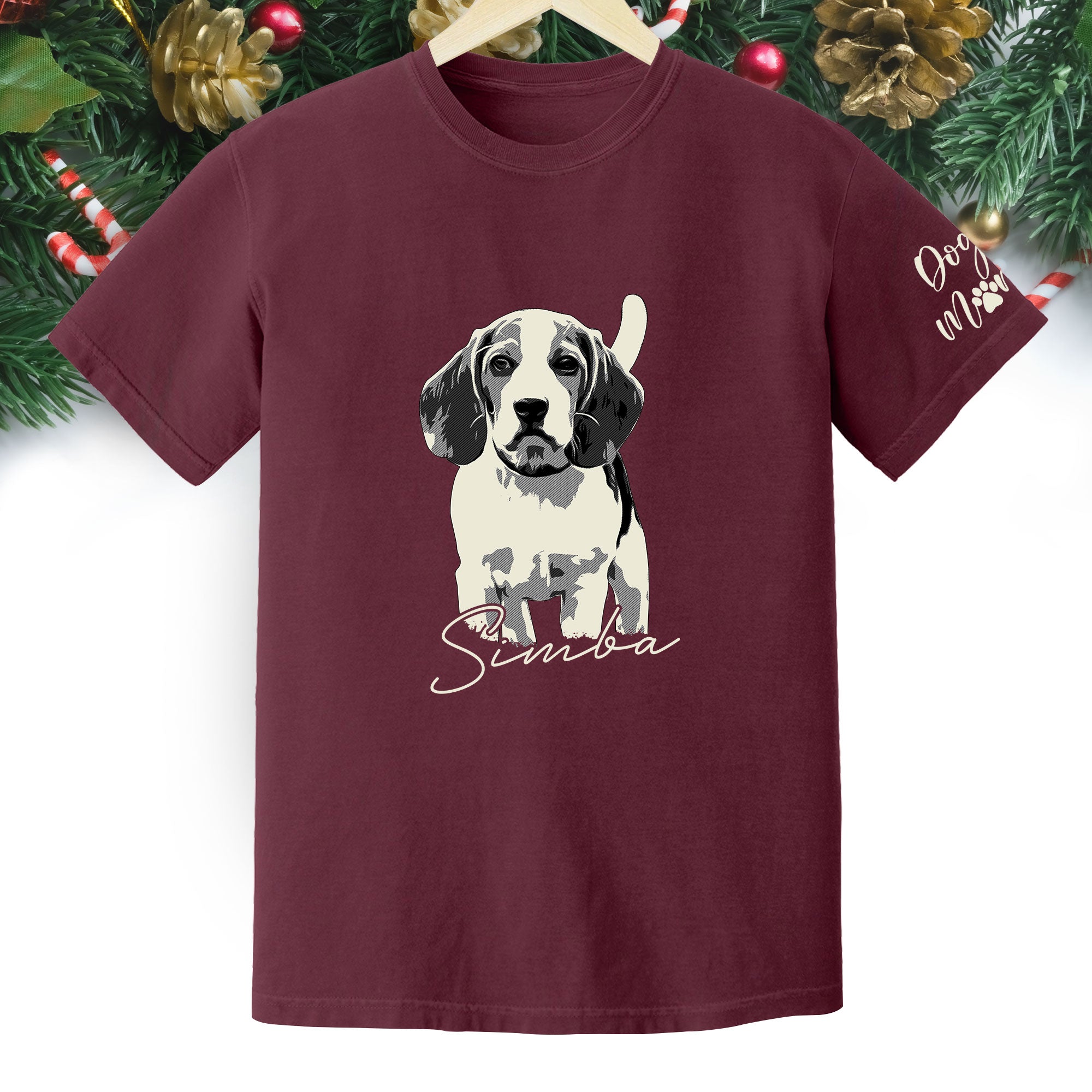 Custom Dog Lover T-Shirt with Name & Sleeve Print – Personalized Pet Graphic Tee