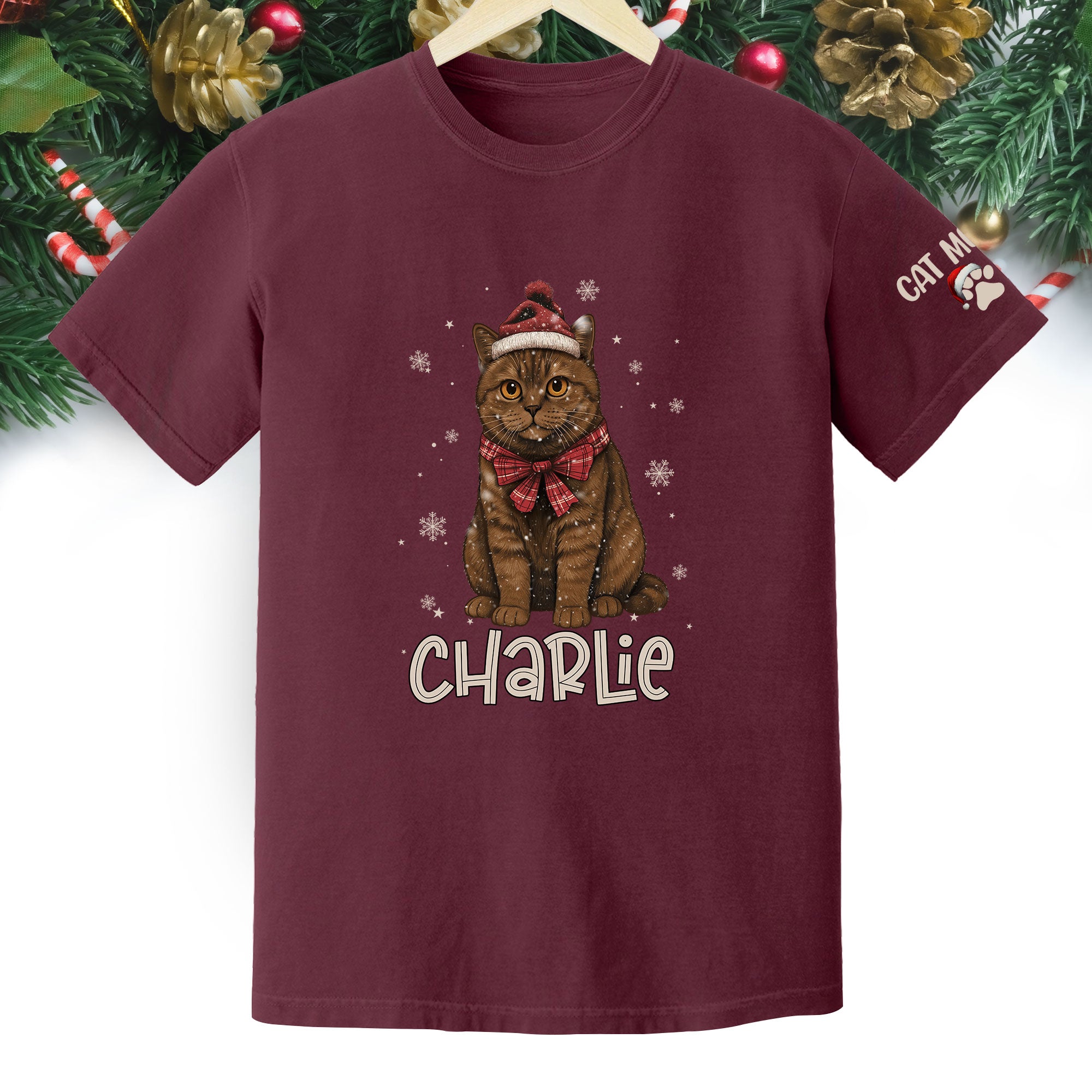 Personalized Cat Christmas Shirt – Custom Pet Photo Tee, Holiday Gift for Cat Mom