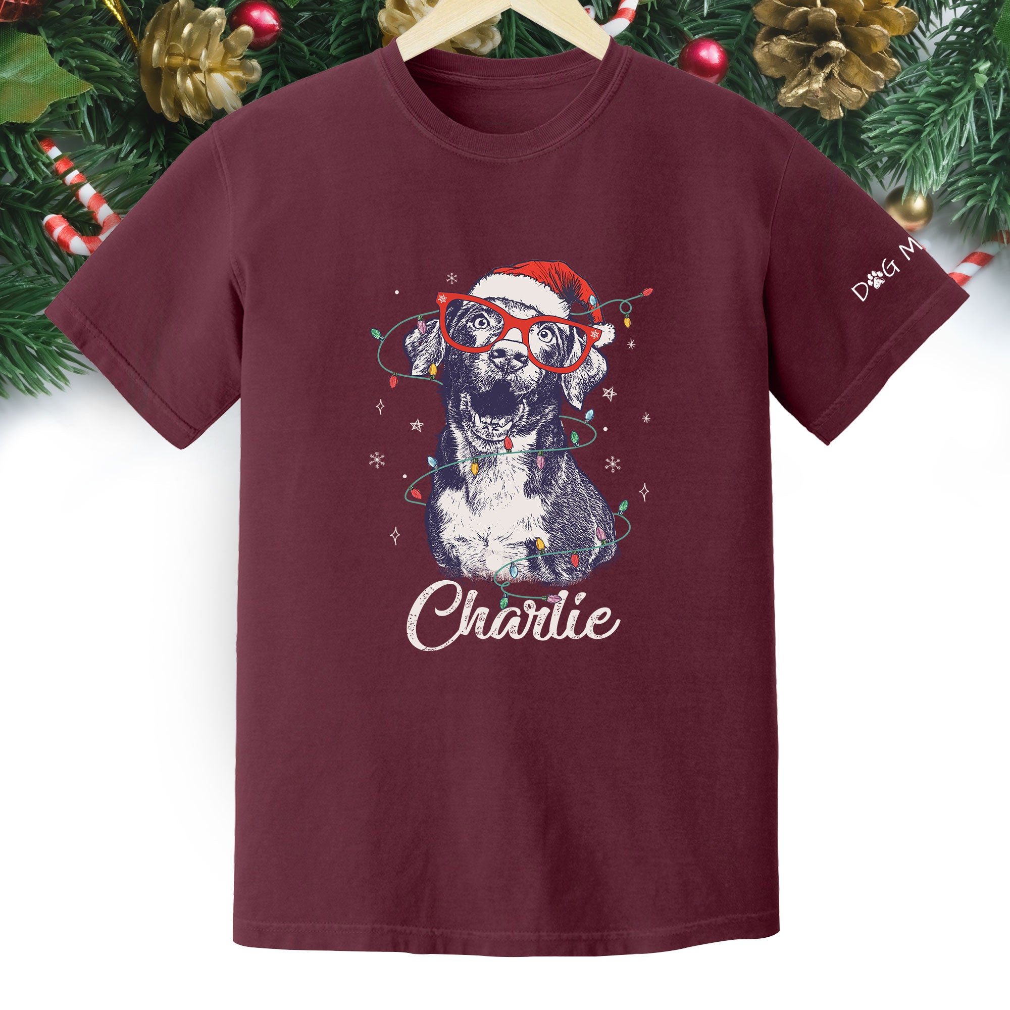 Personalized Dog Christmas Shirt – Custom Pet Photo Tee, Holiday Gift for Dog Mom