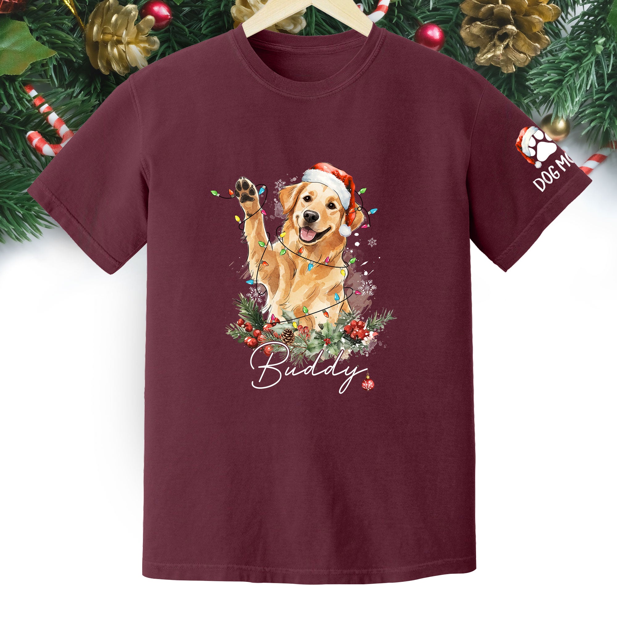 Custom Pet Photo T-Shirt – Personalized Dog Christmas Tee, Funny Gift for Dog Lovers