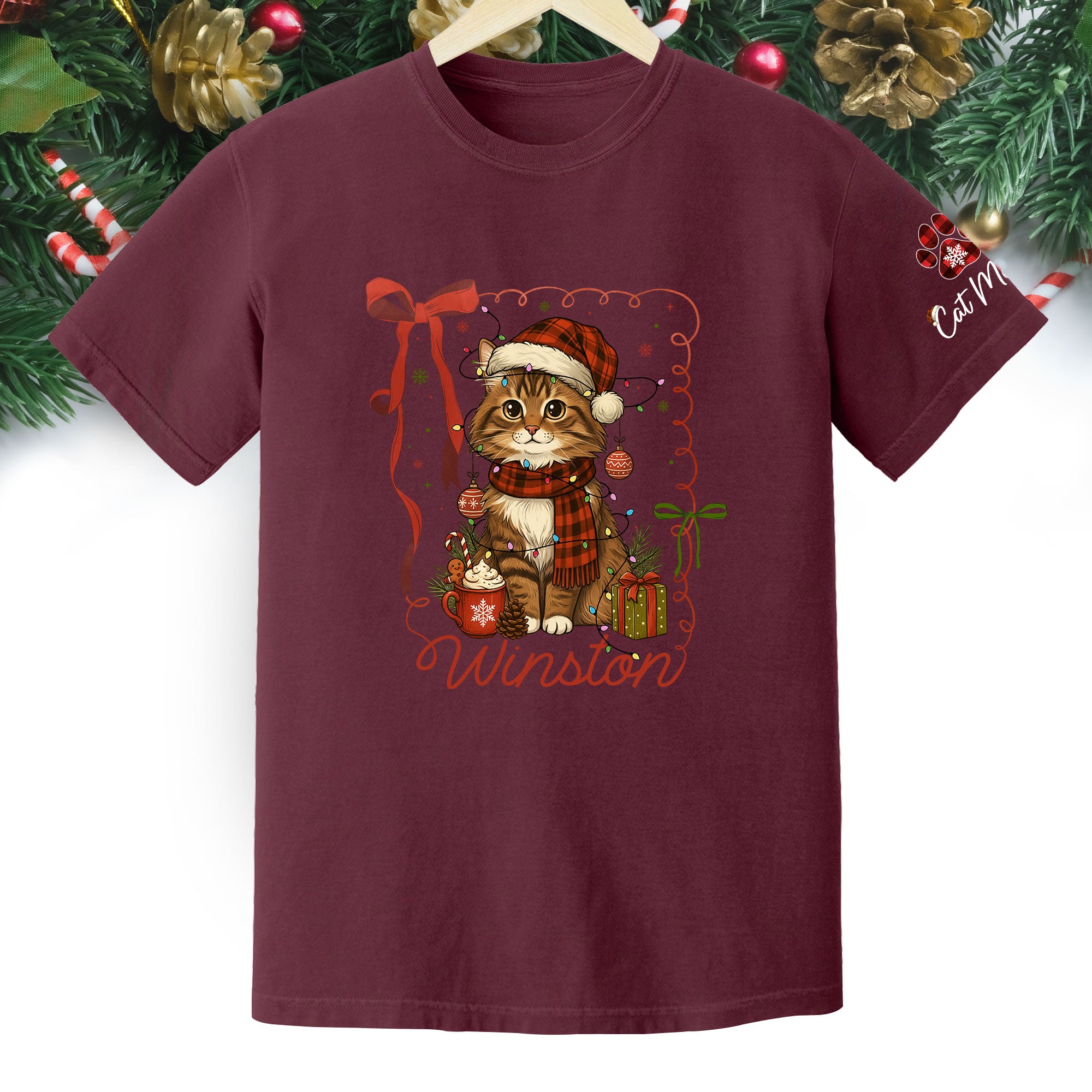 Custom Pet Christmas Shirt – Personalized Cat Photo Tee, Funny Holiday Gift for Pet Lovers