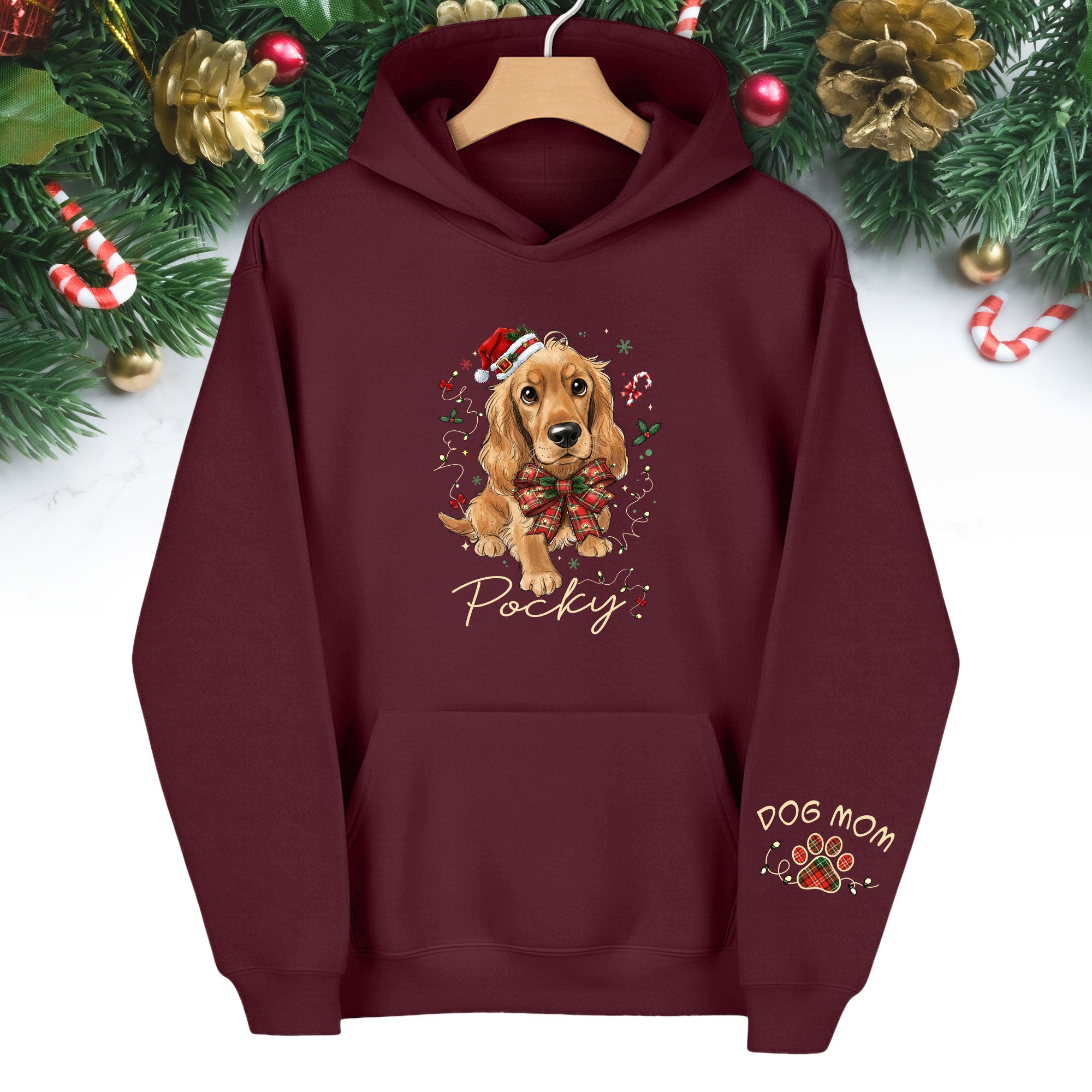 Custom Christmas Dog Hoodie – Personalized Pet Photo Gift for Dog Moms