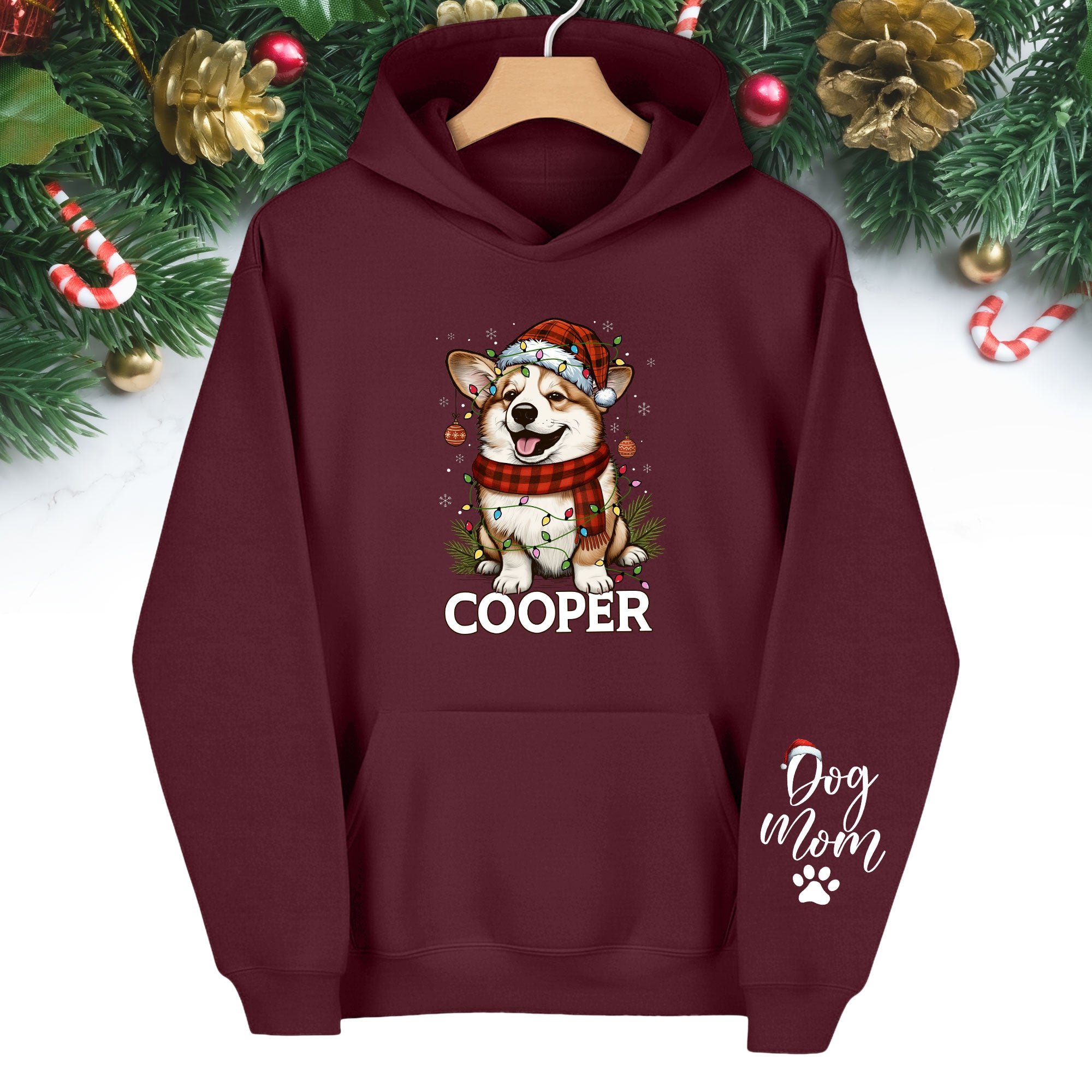 Custom Dog Mom Hoodie – Personalized Pet Photo Christmas Hoodie, Cute Gift for Dog Lovers