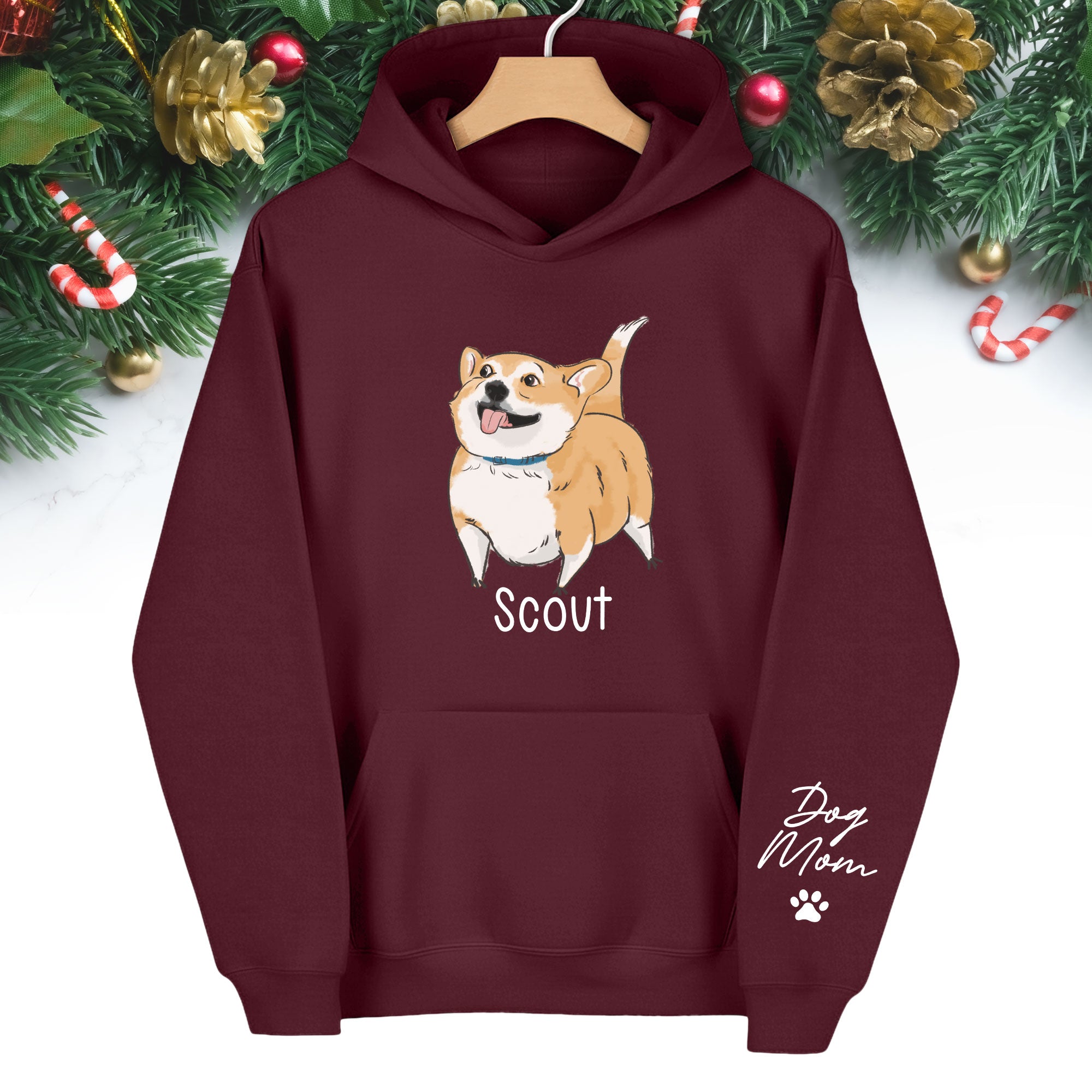Custom Dog Mom Hoodie – Personalized Dog Hoodie with Pet Photo & Name, Cute Gift for Pet Lovers