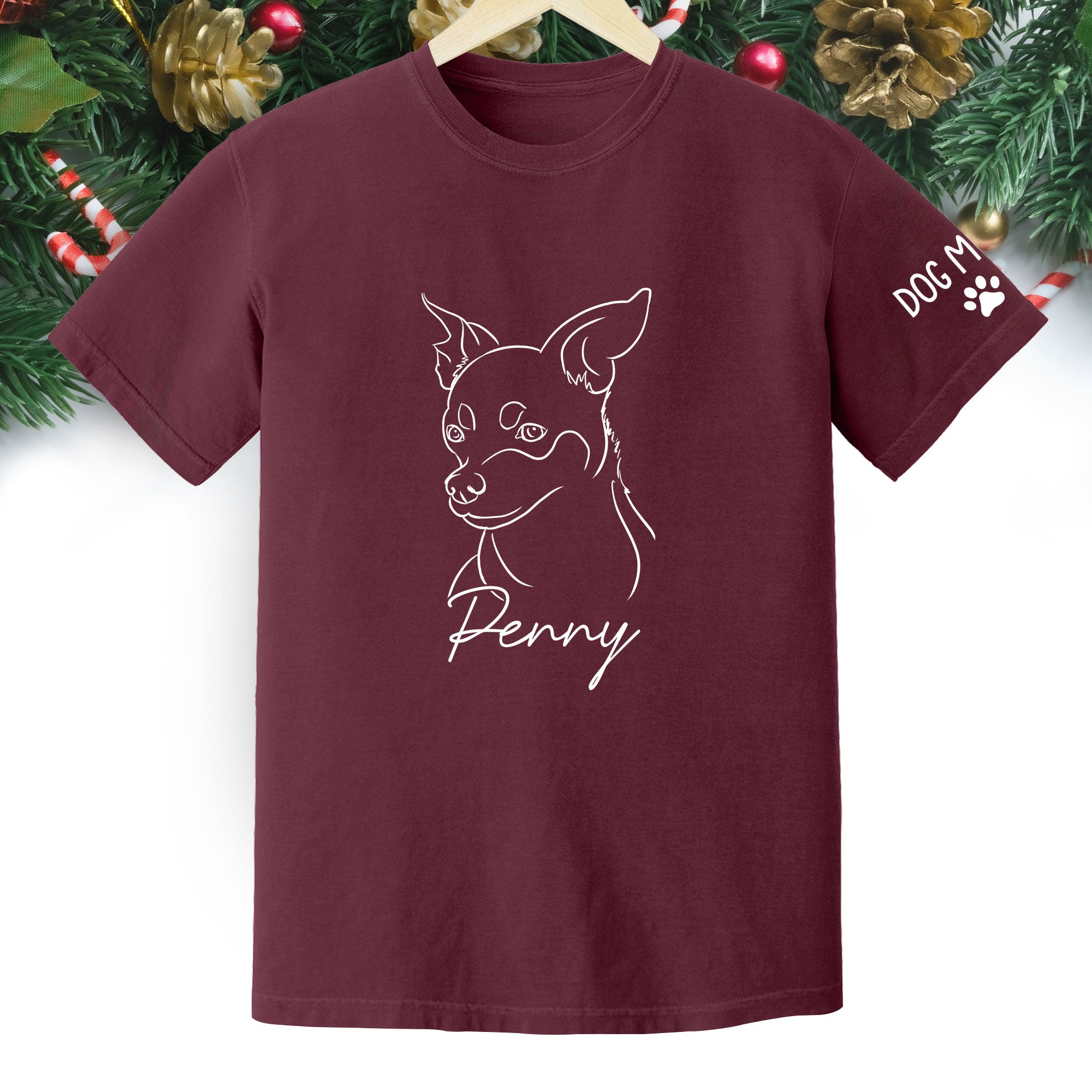 Personalized Dog Mom T-Shirt – Custom Dog Line Art Tee with Pet Name, Unique Gift for Dog Lovers