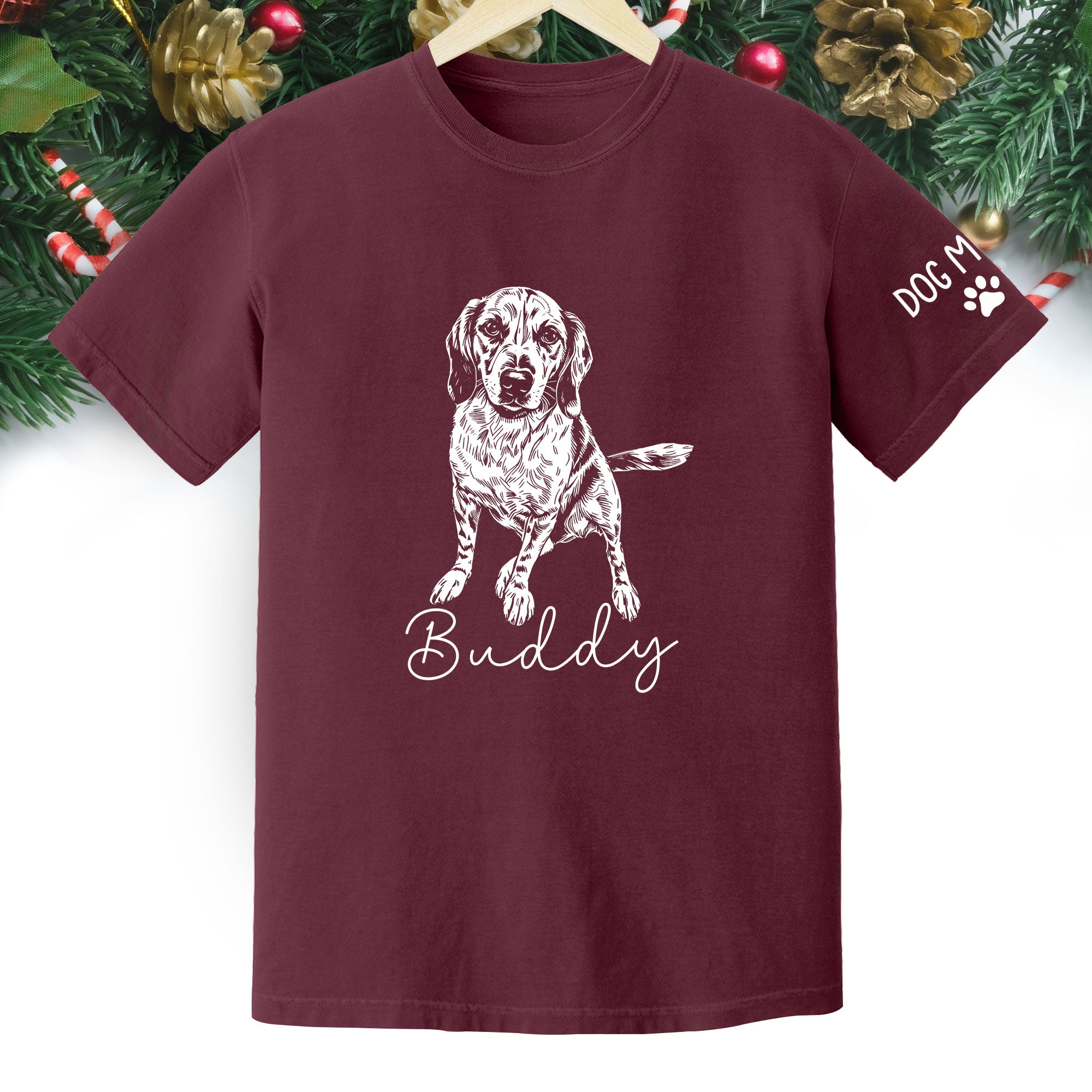 Personalized Dog Mom T-Shirt, Custom Dog Line Art Tee with Pet Name, Unique Gift for Dog Lovers