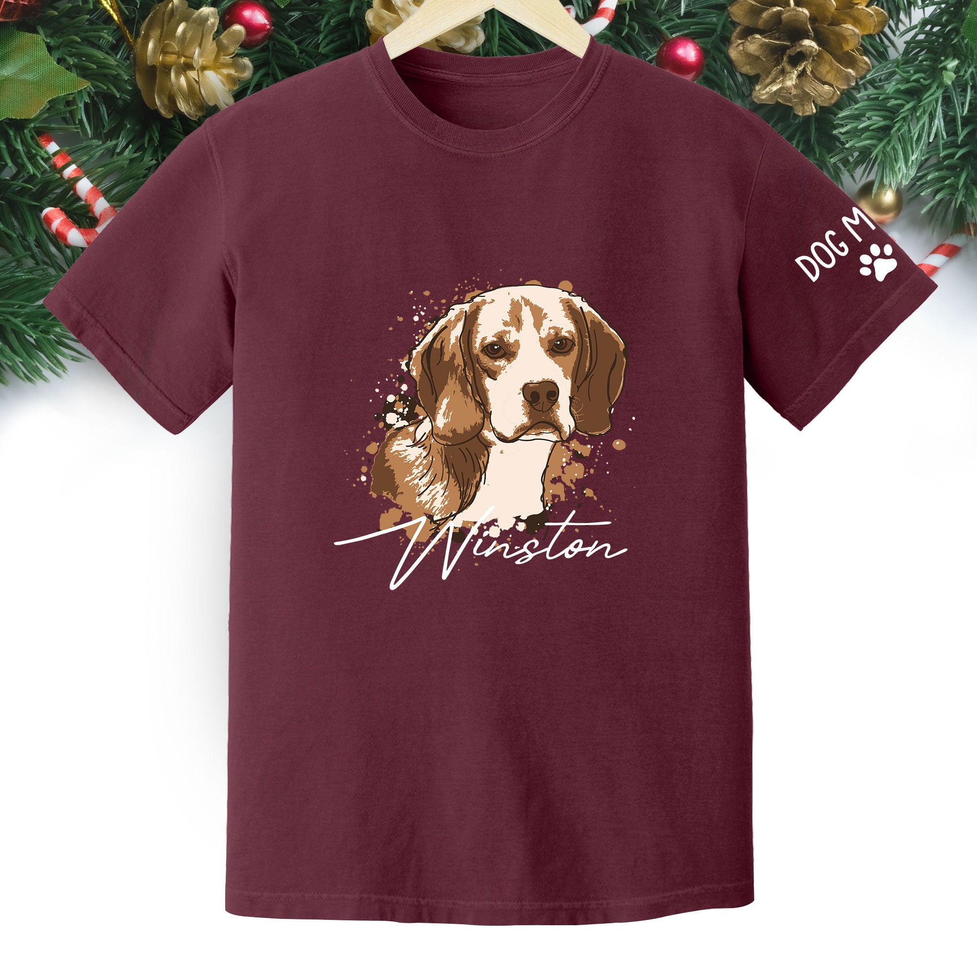 Personalized Dog Mom T-Shirt – Custom Dog Portrait Shirt with Pet Photo & Name, Unique Gift for Pet Lovers