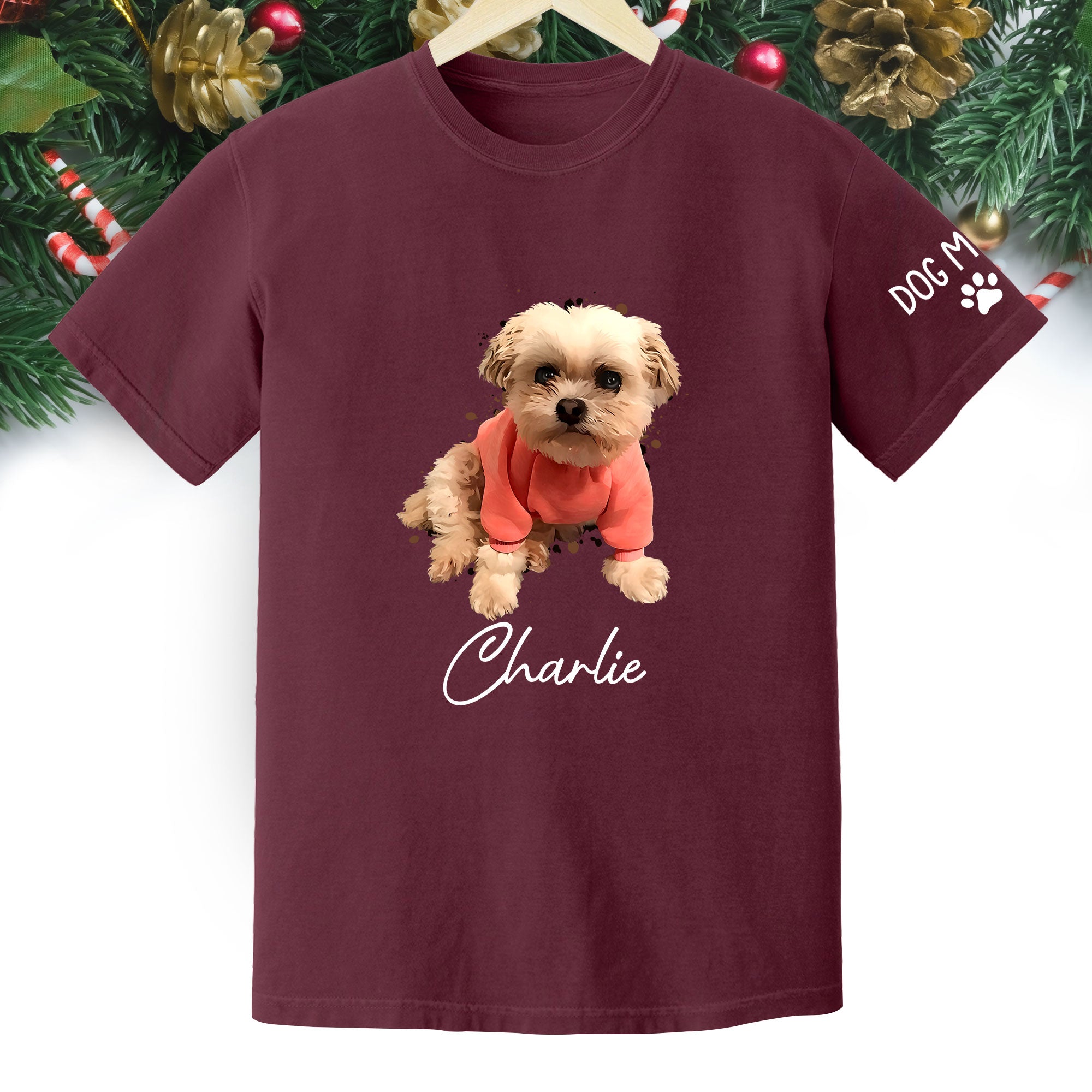 Personalized Dog Mom T-Shirt – Custom Dog Photo Shirt with Pet Name, Cute Gift for Pet Lovers