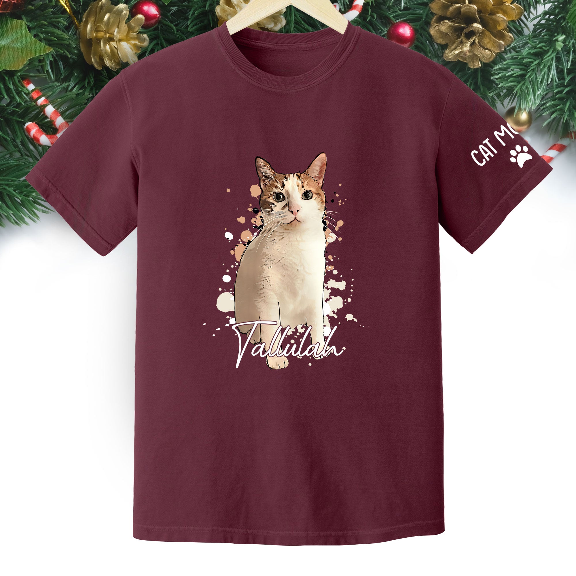 Personalized Cat Mom T-Shirt – Custom Cat Photo Shirt with Pet Name, Unique Gift for Cat Lovers