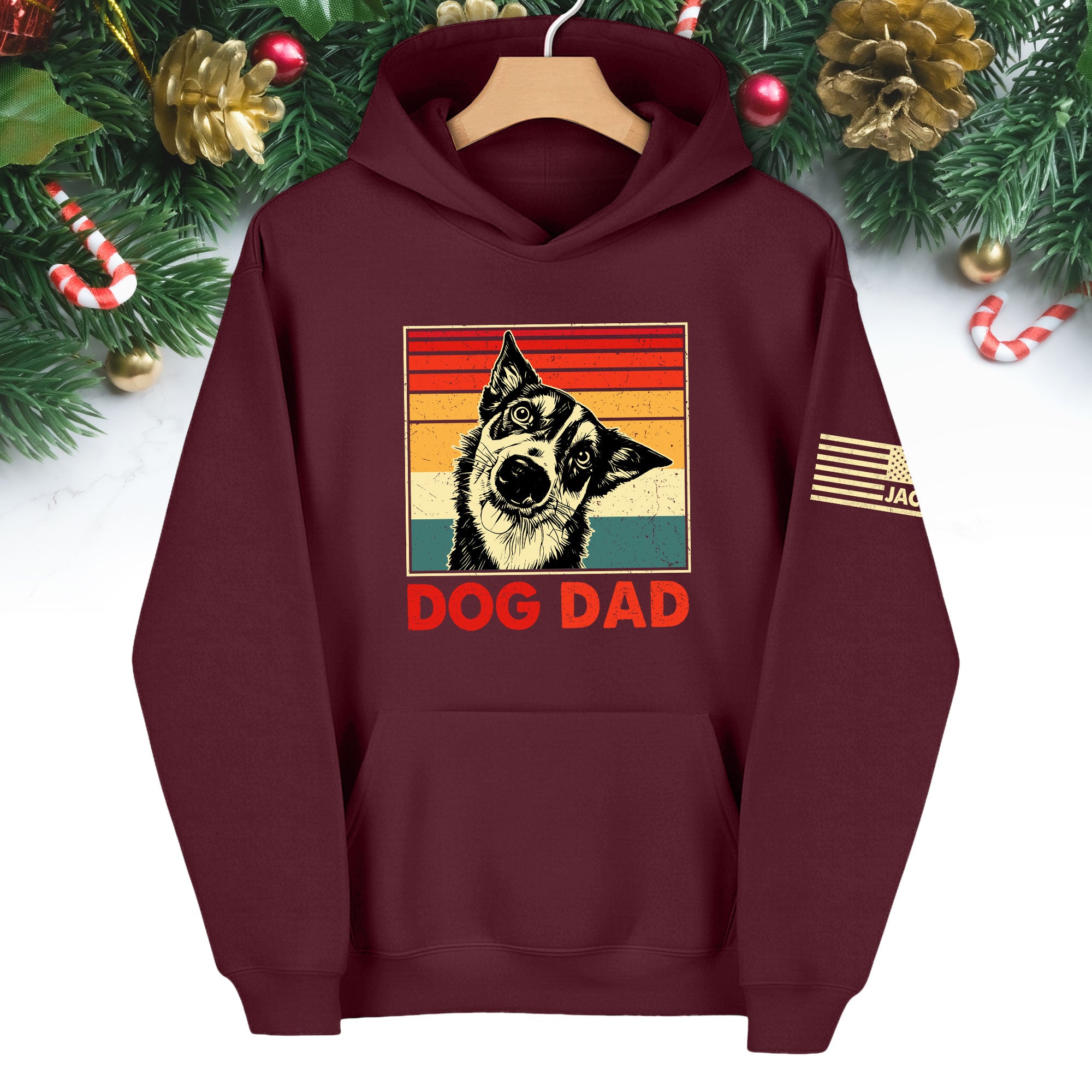 Custom Dog Dad Hoodie – Personalized Pet Photo Retro Hoodie, Gift for Dog Lovers