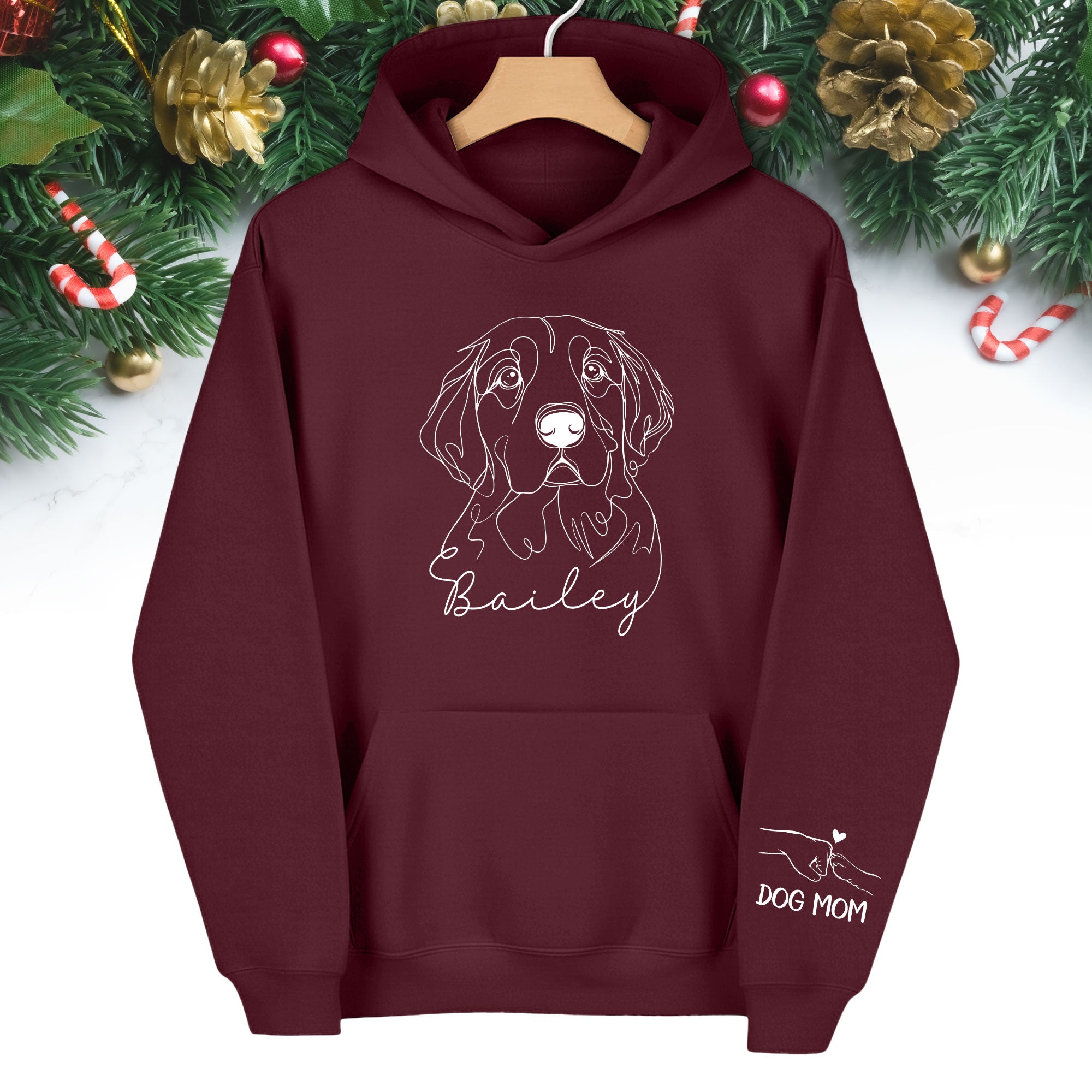 Personalized Pet Line Art Hoodie – Custom Dog or Cat Drawing with Name | Dog Mom Gift