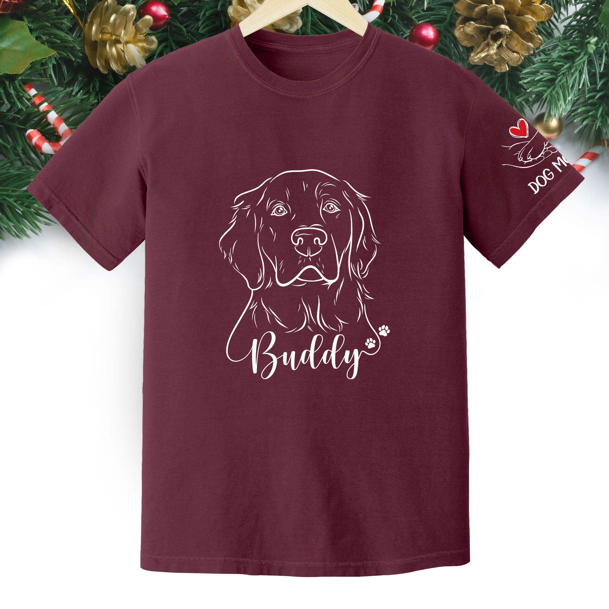 Custom Dog Mom T-Shirt – Personalized Line Art Dog Drawing, Unique Gift for Pet Lovers