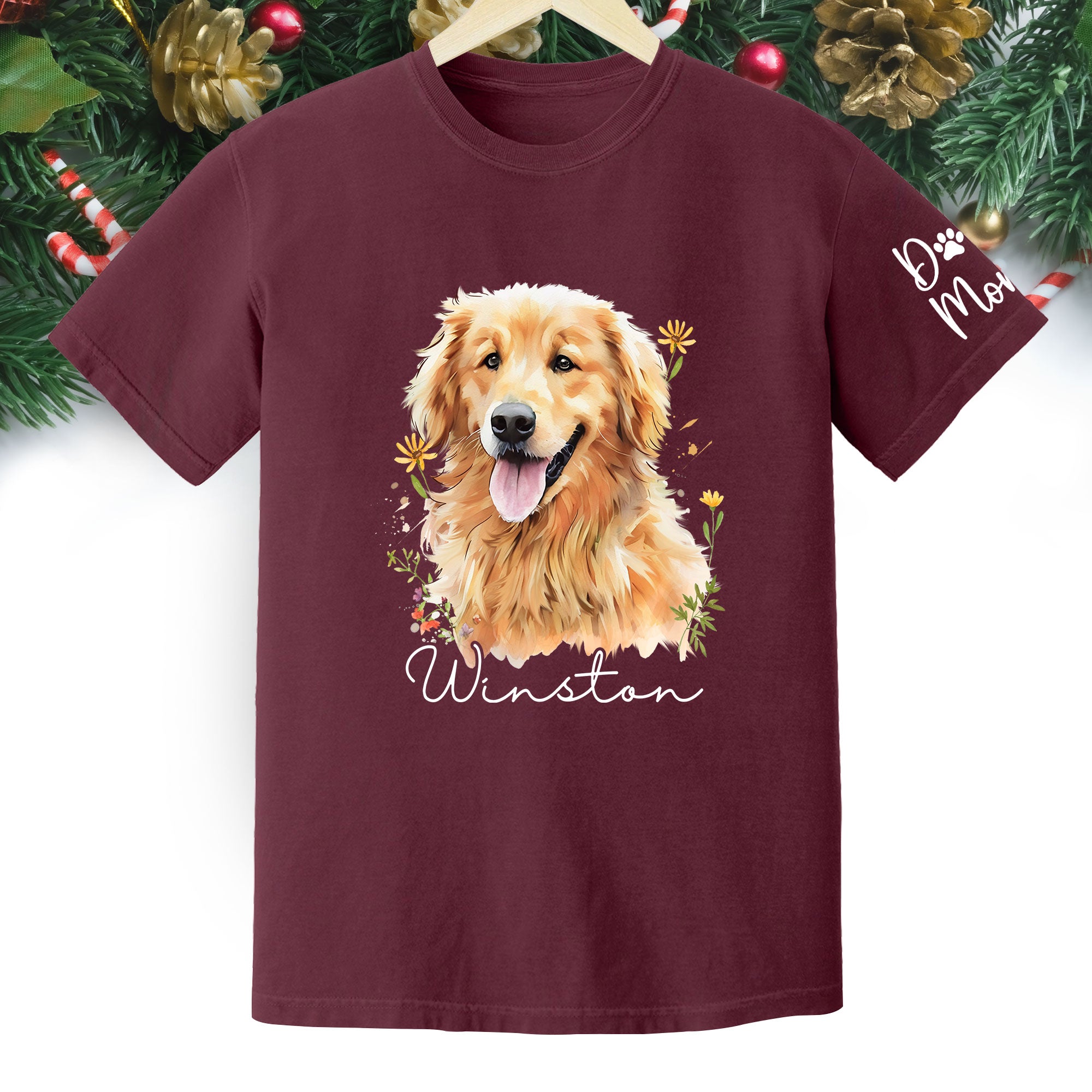 Custom Pet Portrait T-Shirt – Personalized Dog Lover Tee, Unique Gift for Dog Mom & Dog Dad
