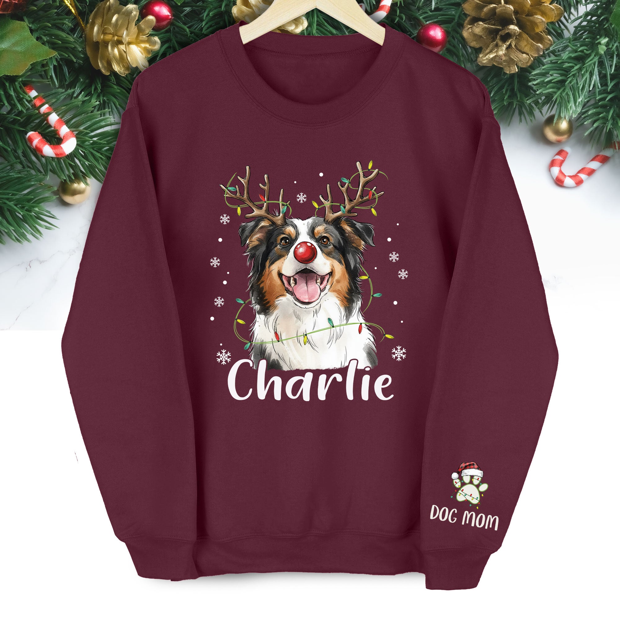Personalized Dog Mom Sweatshirt with Custom Pet Face – Cozy Gift for Pet Owners
