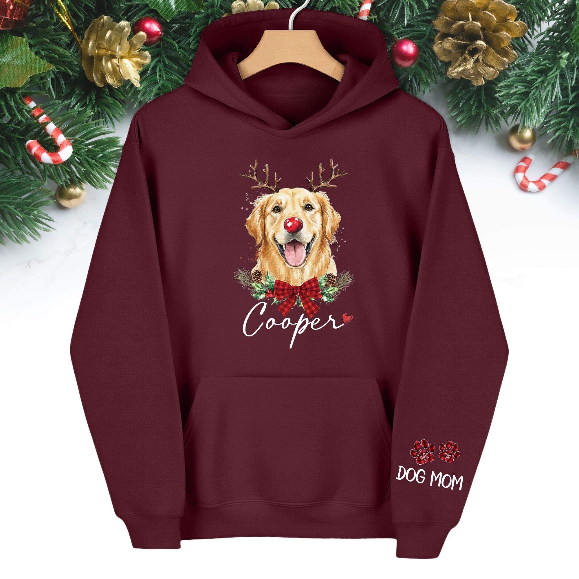 Dog Mom Christmas Hoodie – Cozy Holiday Sweatshirt for Pet Lovers