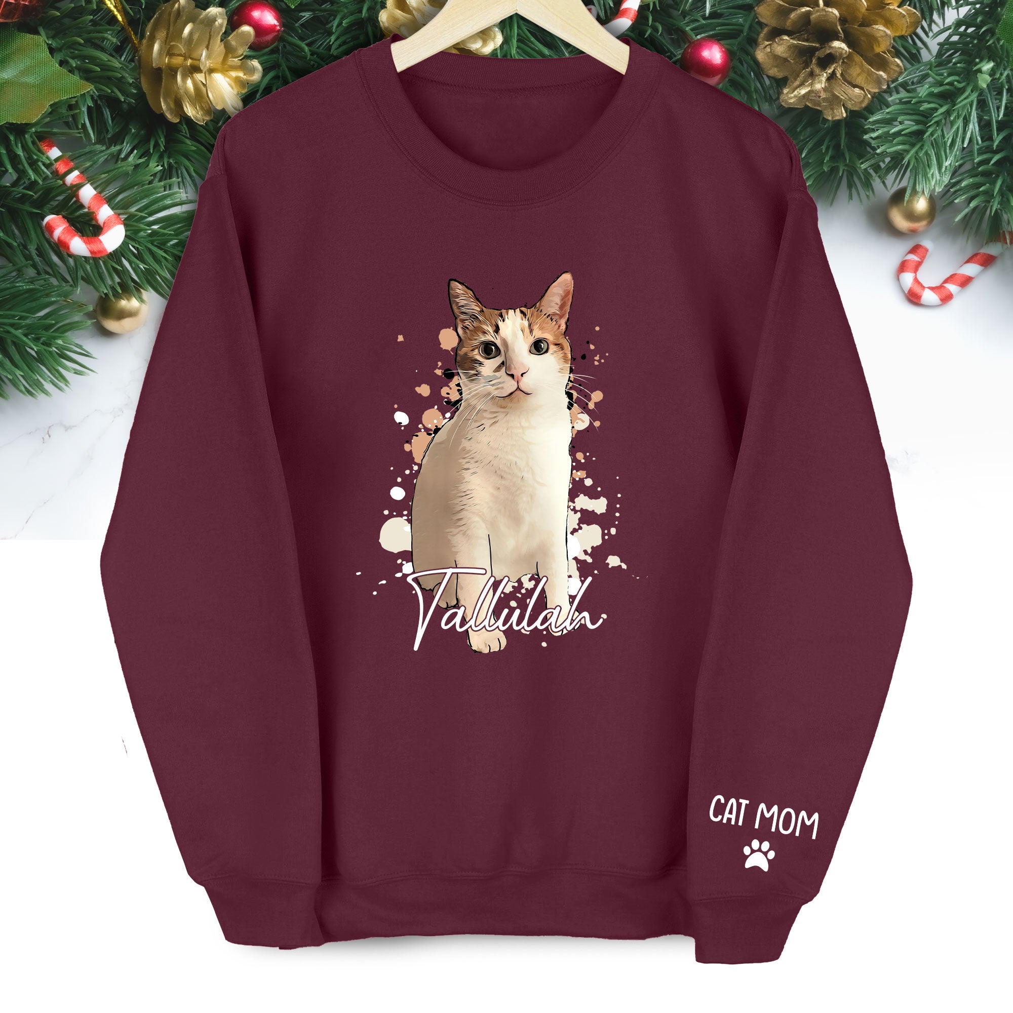 Personalized Cat Mom Sweatshirt – Custom Photo Sweatshirt for Women Cat Lovers