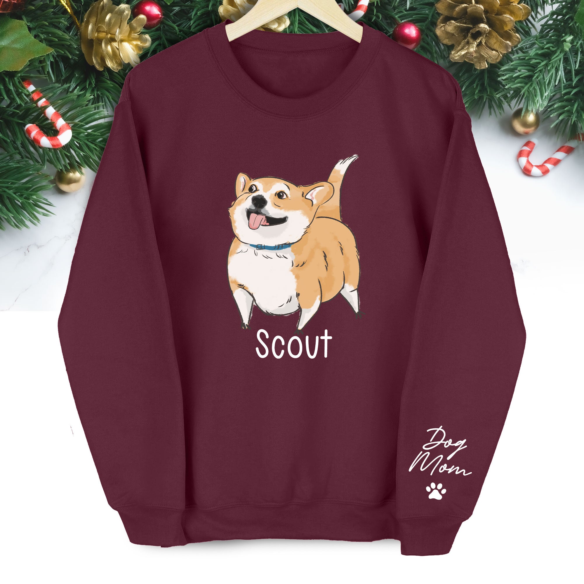 Custom Dog Sweatshirt - Photo & Text Personalized Christmas Gift for Pet Lovers
