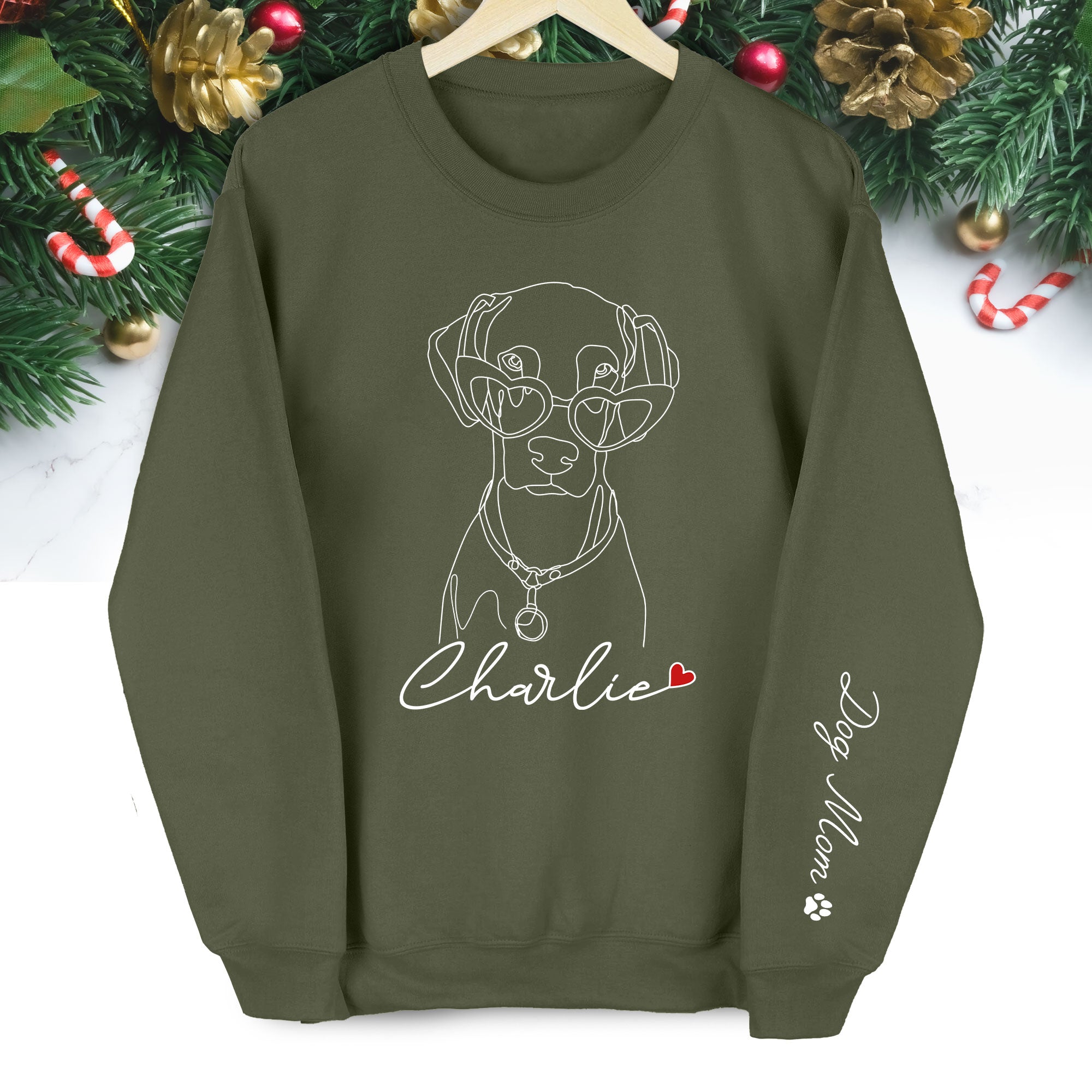 Custom Dog Sweatshirt for Dog Moms – Personalized with Your Pet’s Line Art