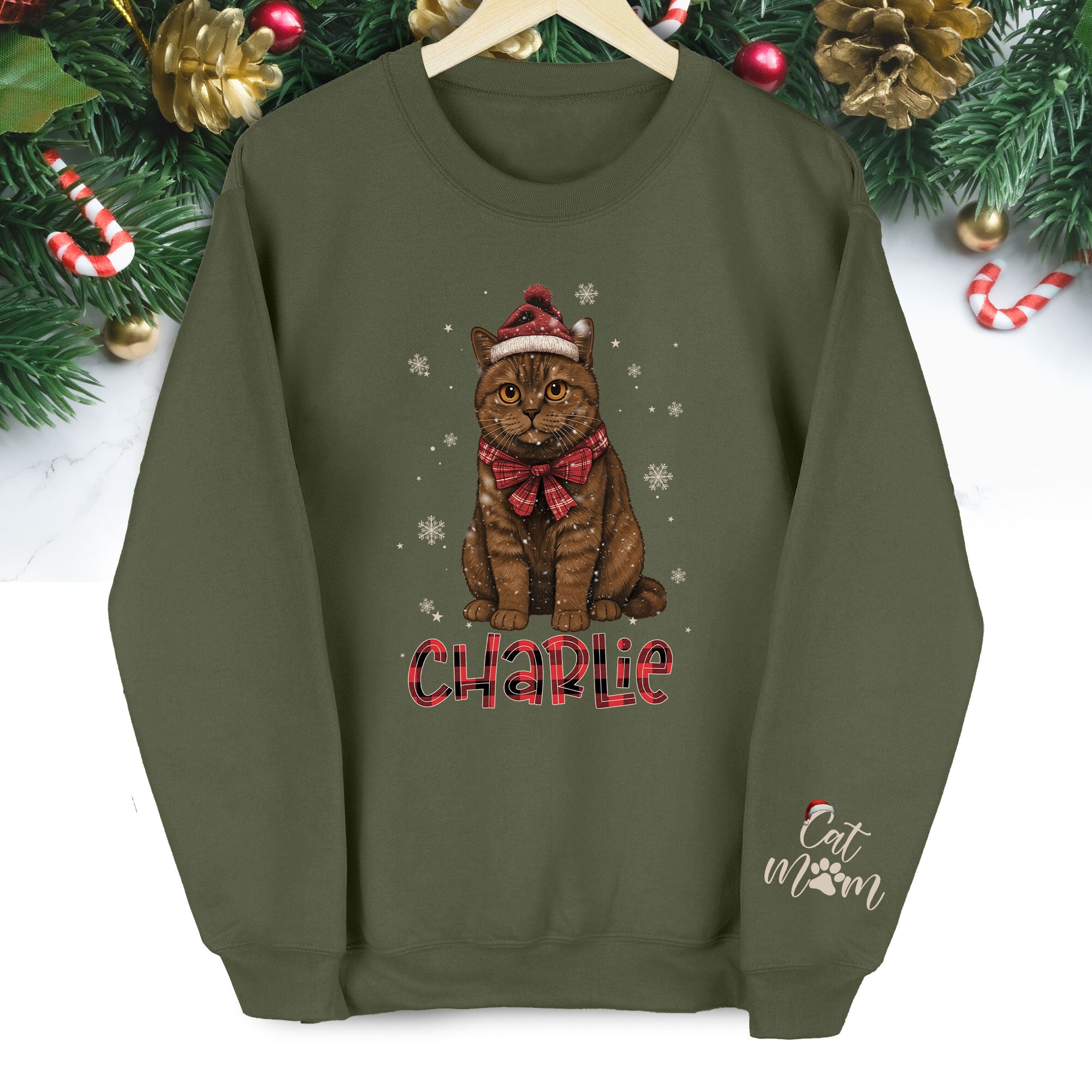 Personalized Cat Mom Sweatshirt  – Custom Christmas Sweatshirt