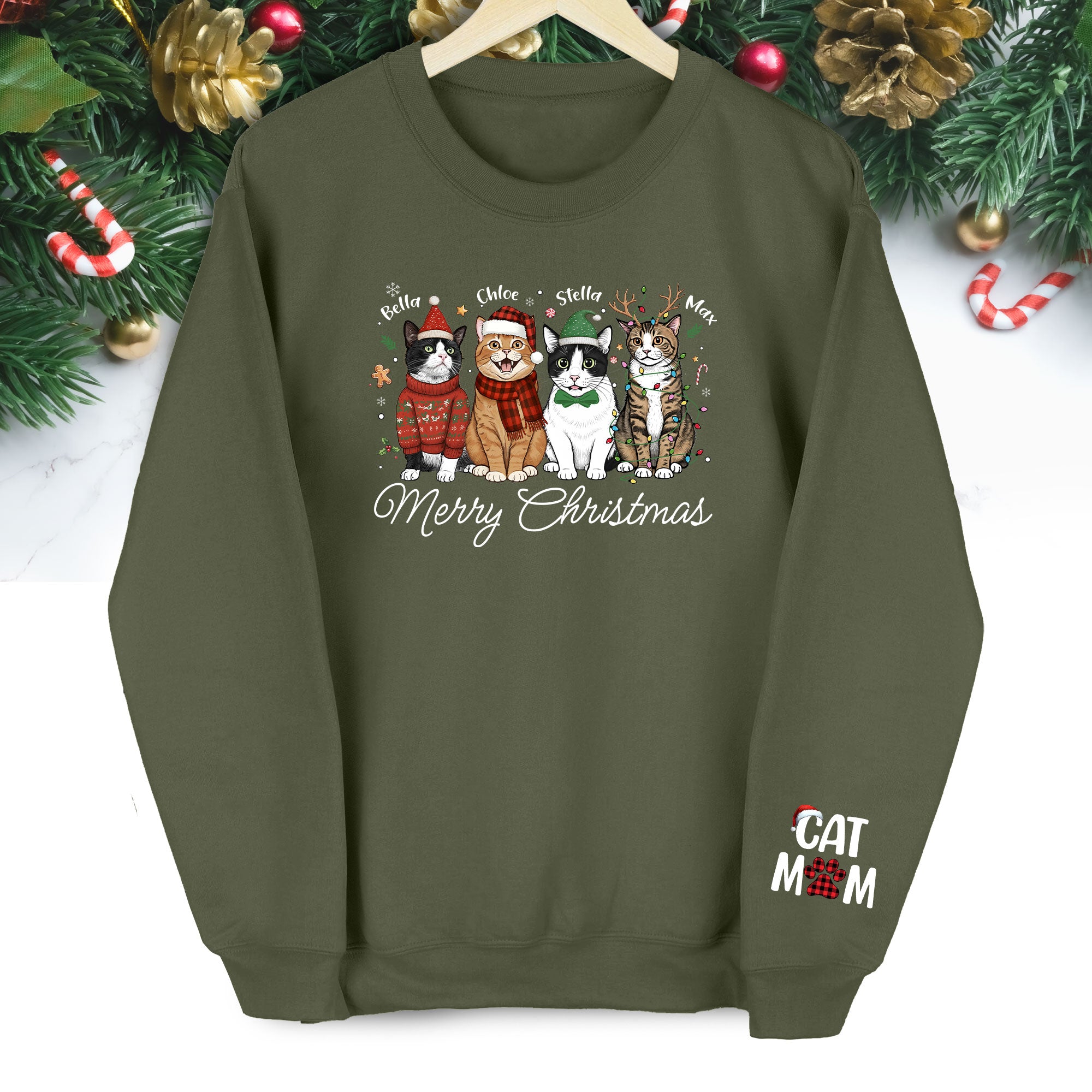 Custom Cat Mom Sweatshirt – Christmas Sweatshirt  for Women