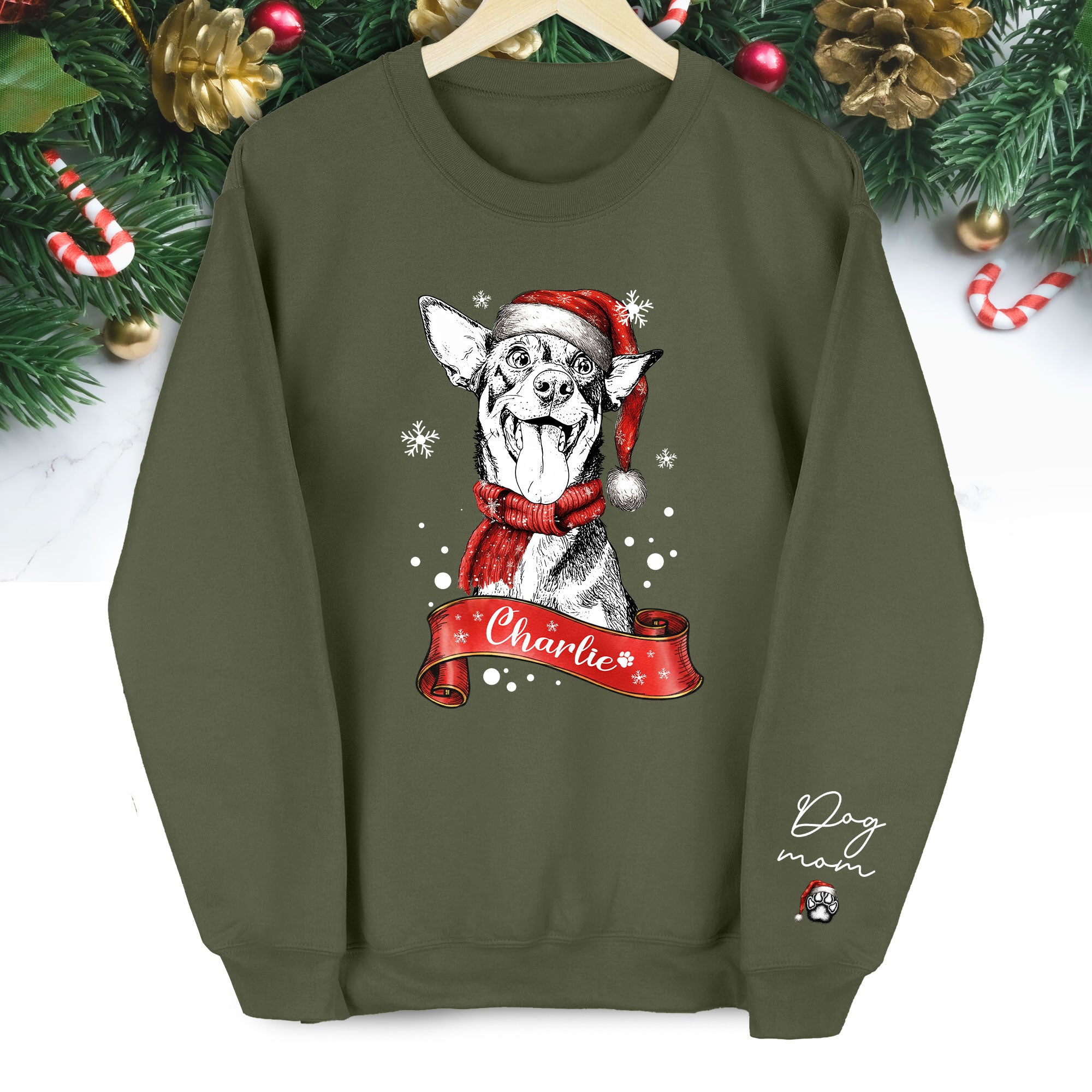 Personalized Dog Mom Sweatshirt, Dog Mom Gift, Christmas Sweatshirts For Women