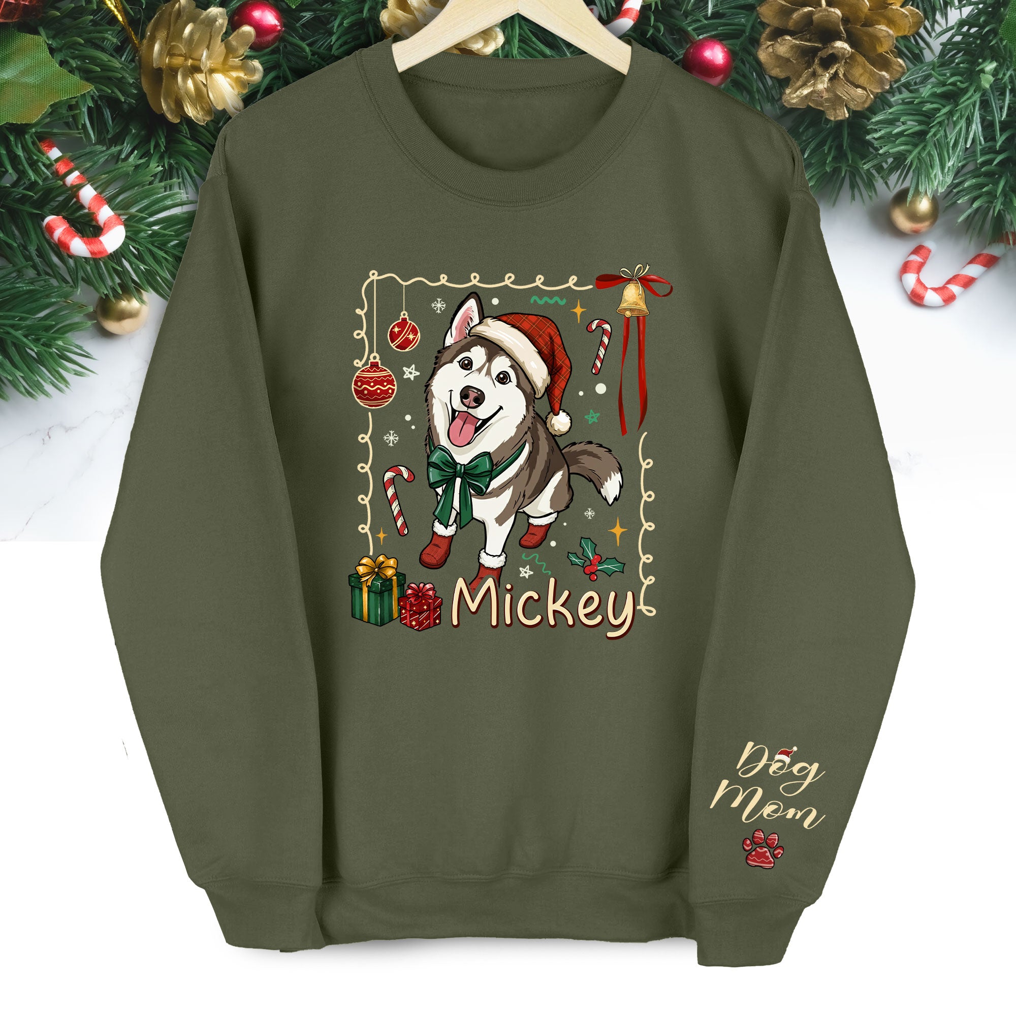 Personalized Dog Mom Sweatshirt – Custom Christmas Sweatshirt for Women