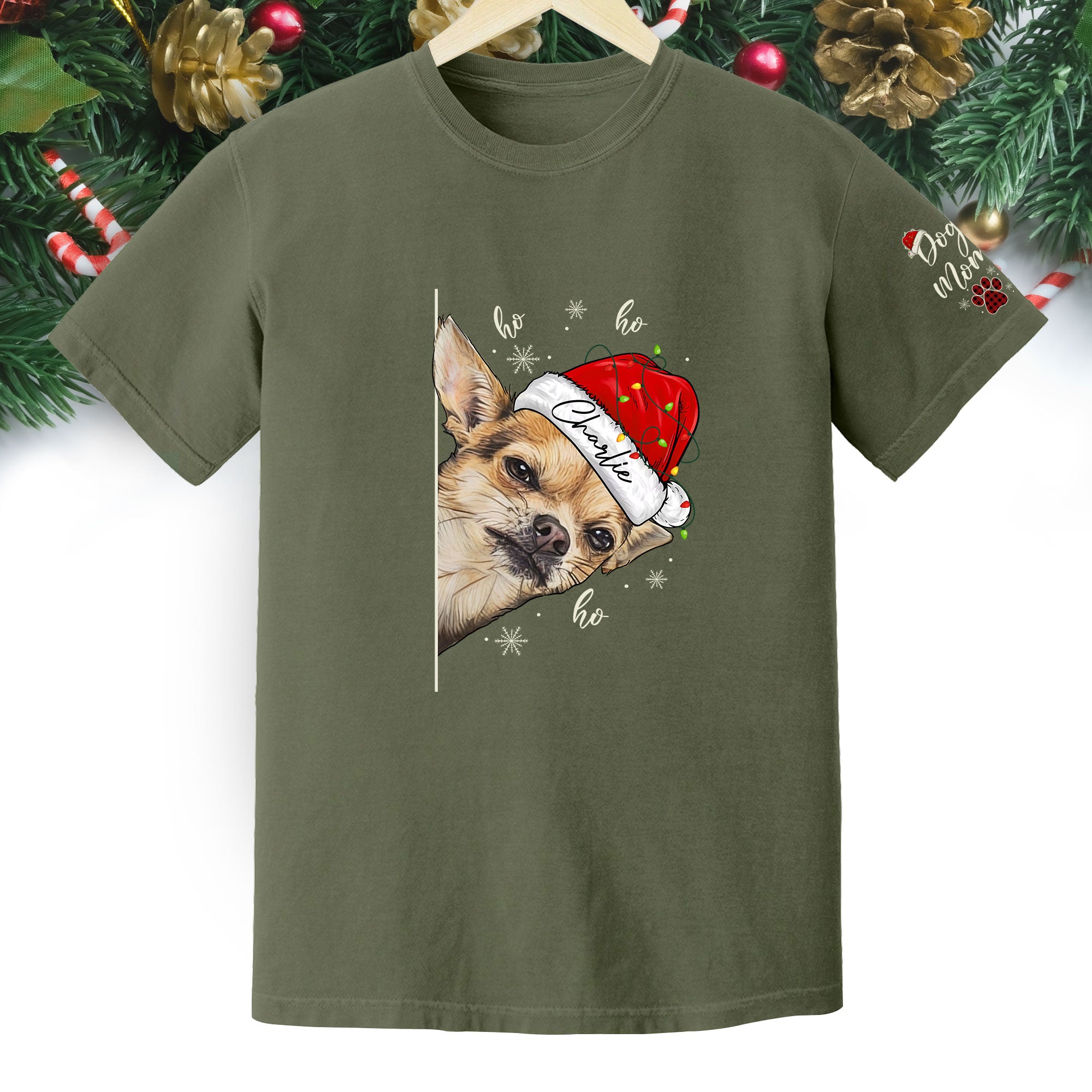 Custom Pet T-Shirt – Personalized Dog Photo Shirt, Christmas Gift for Women Dog Mom