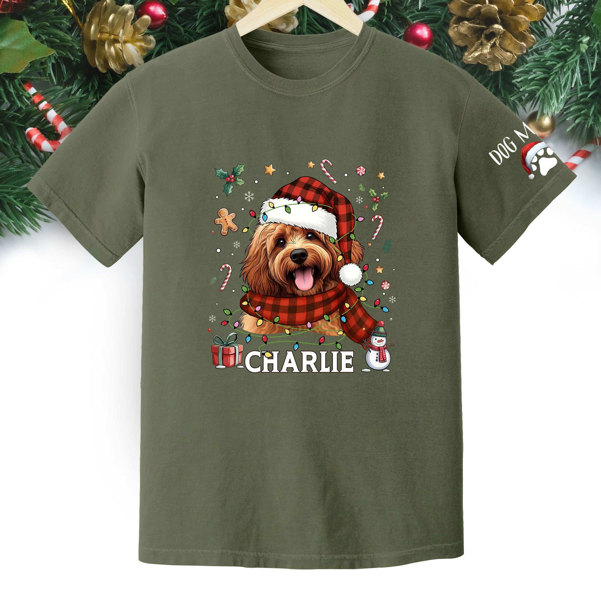 Custom Dog Christmas T-Shirt – Personalized Pet Photo Shirt, Holiday Gift for Dog Mom