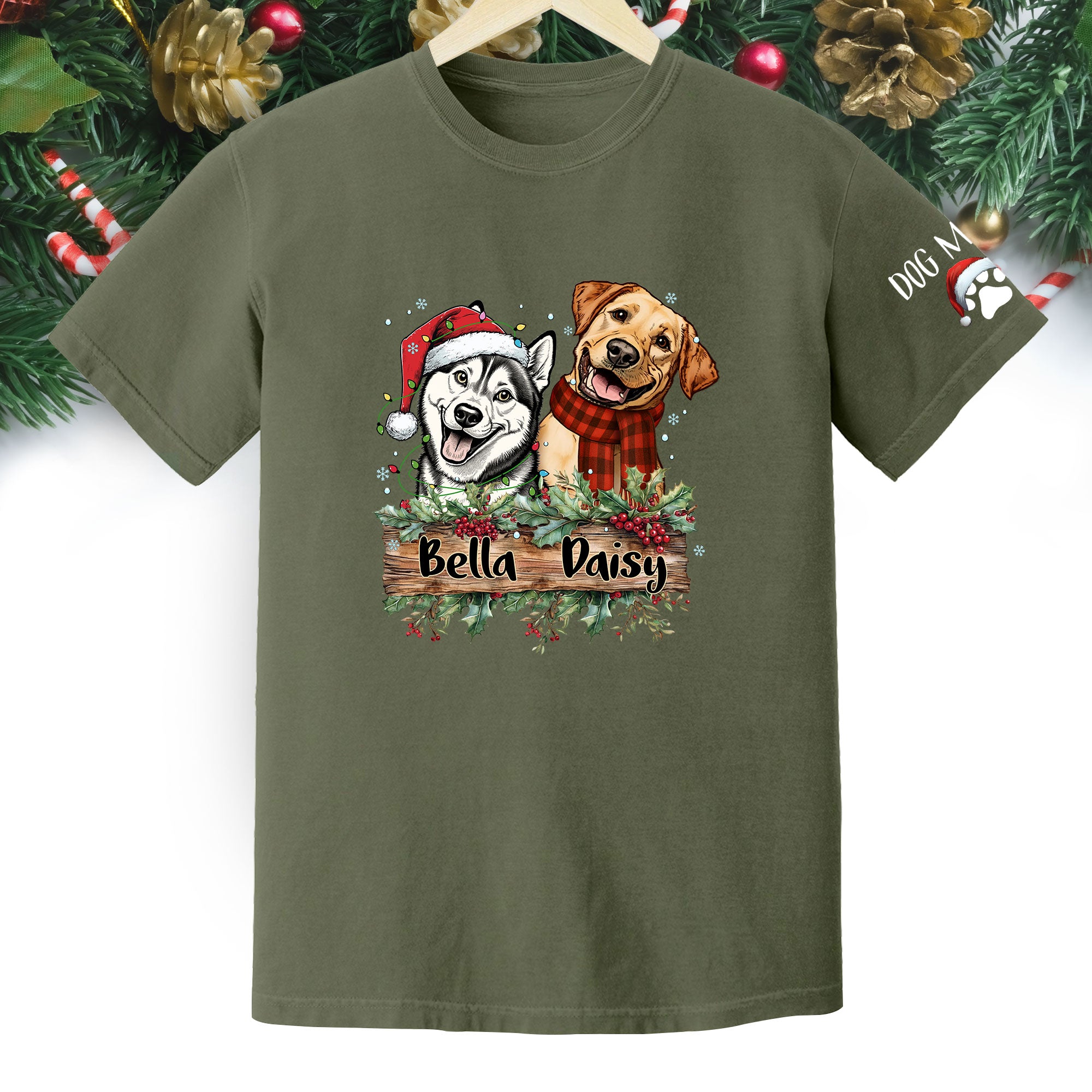 Christmas Dog T-Shirt – Custom Pet Photo Tee, Personalized Holiday Gift for Dog Lovers