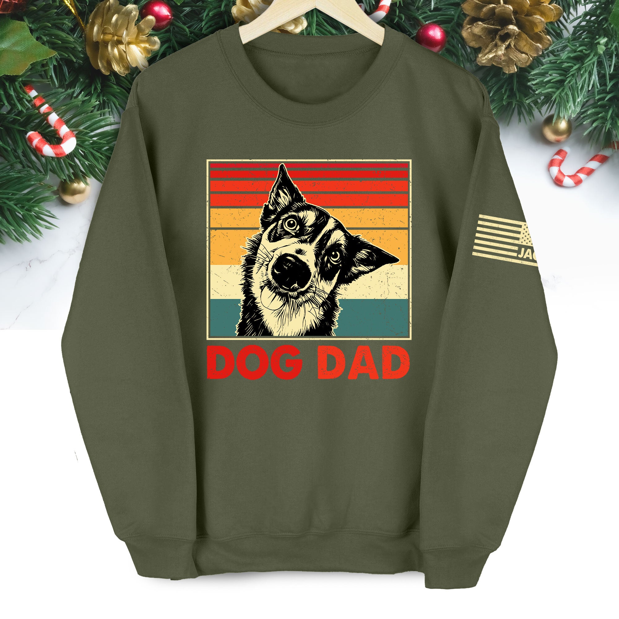 Personalized Dog Dad Sweatshirt – Custom Retro Dog Art, Perfect Gift for Dog Lovers