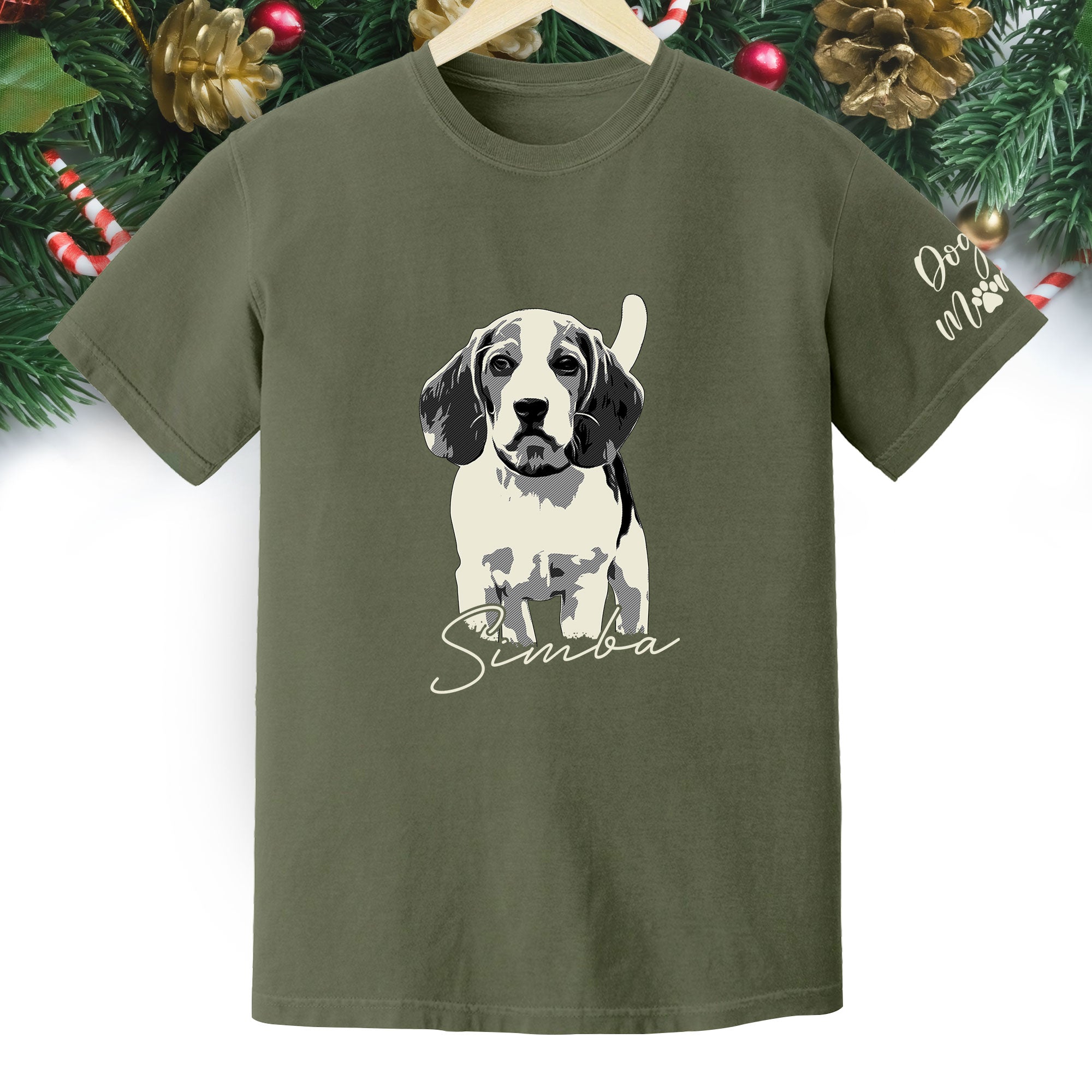 Custom Dog Lover T-Shirt with Name & Sleeve Print – Personalized Pet Graphic Tee