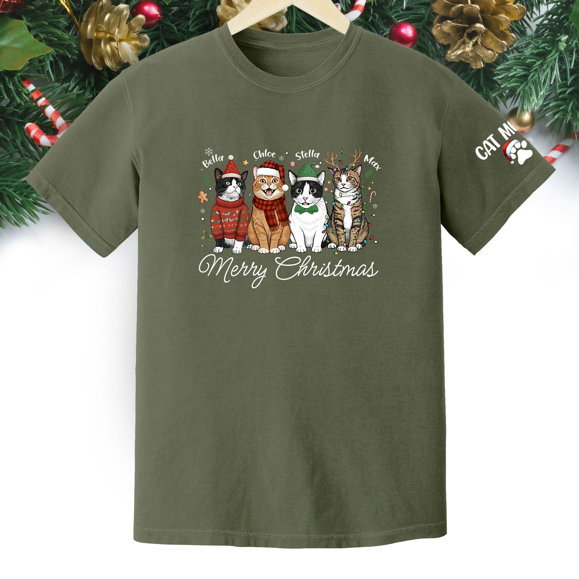 Custom Cat Lover T-Shirt – Personalized Pet Photo Christmas Shirt, Cute Gift for Women