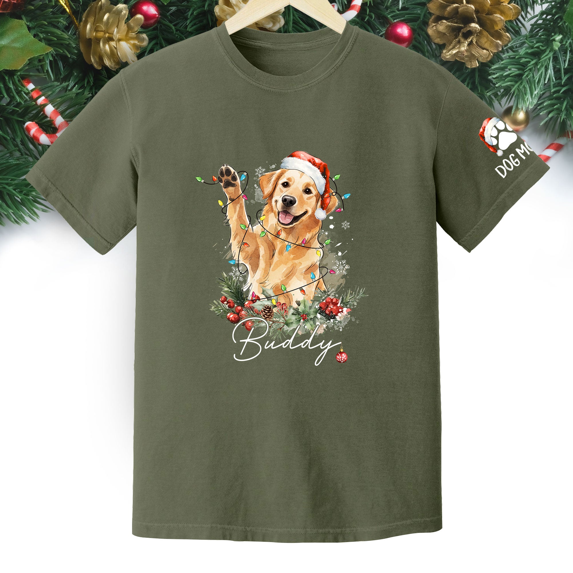 Custom Pet Photo T-Shirt – Personalized Dog Christmas Tee, Funny Gift for Dog Lovers