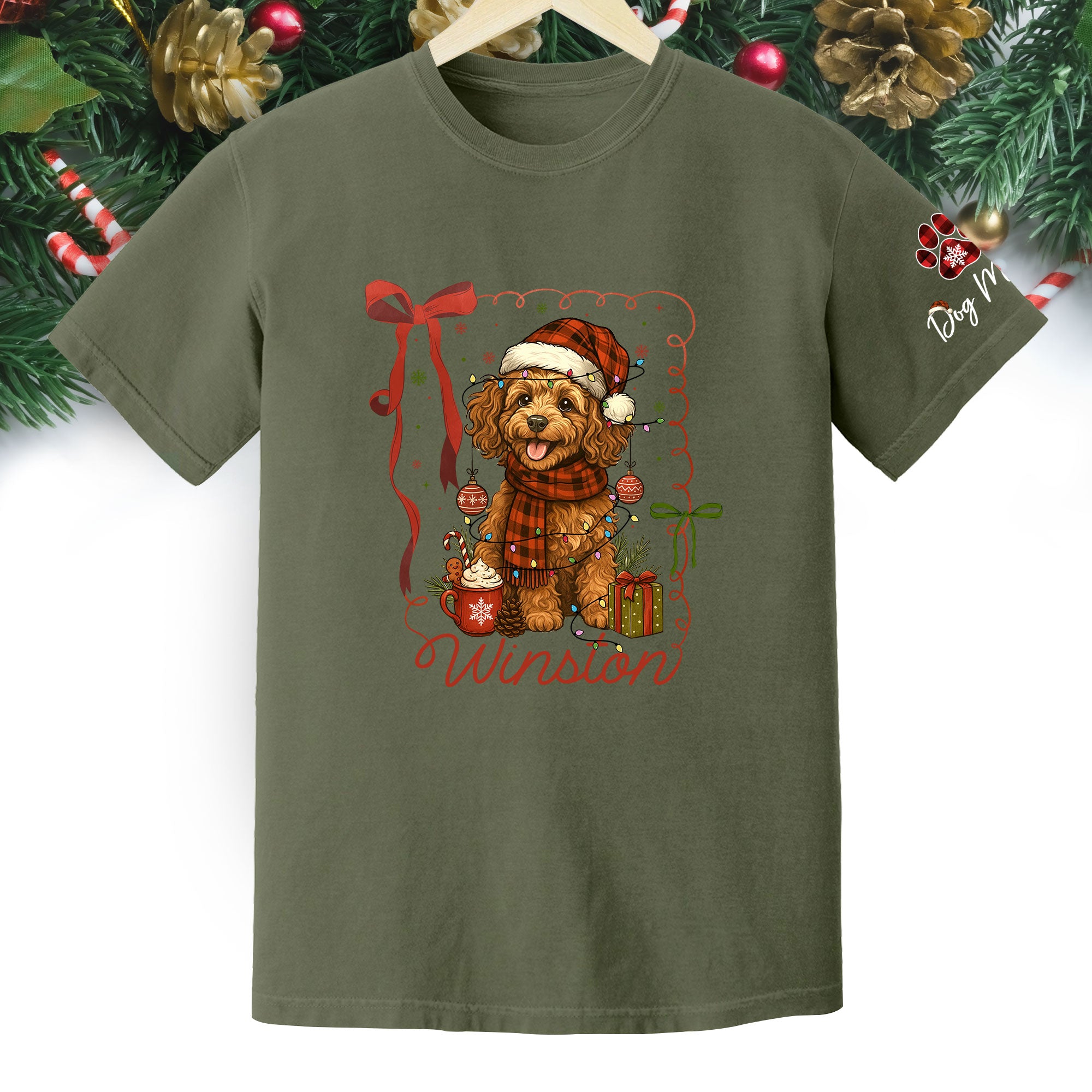 Dog Mom Christmas Shirt – Custom Pet Face T-Shirt, Personalized Holiday Gift Idea