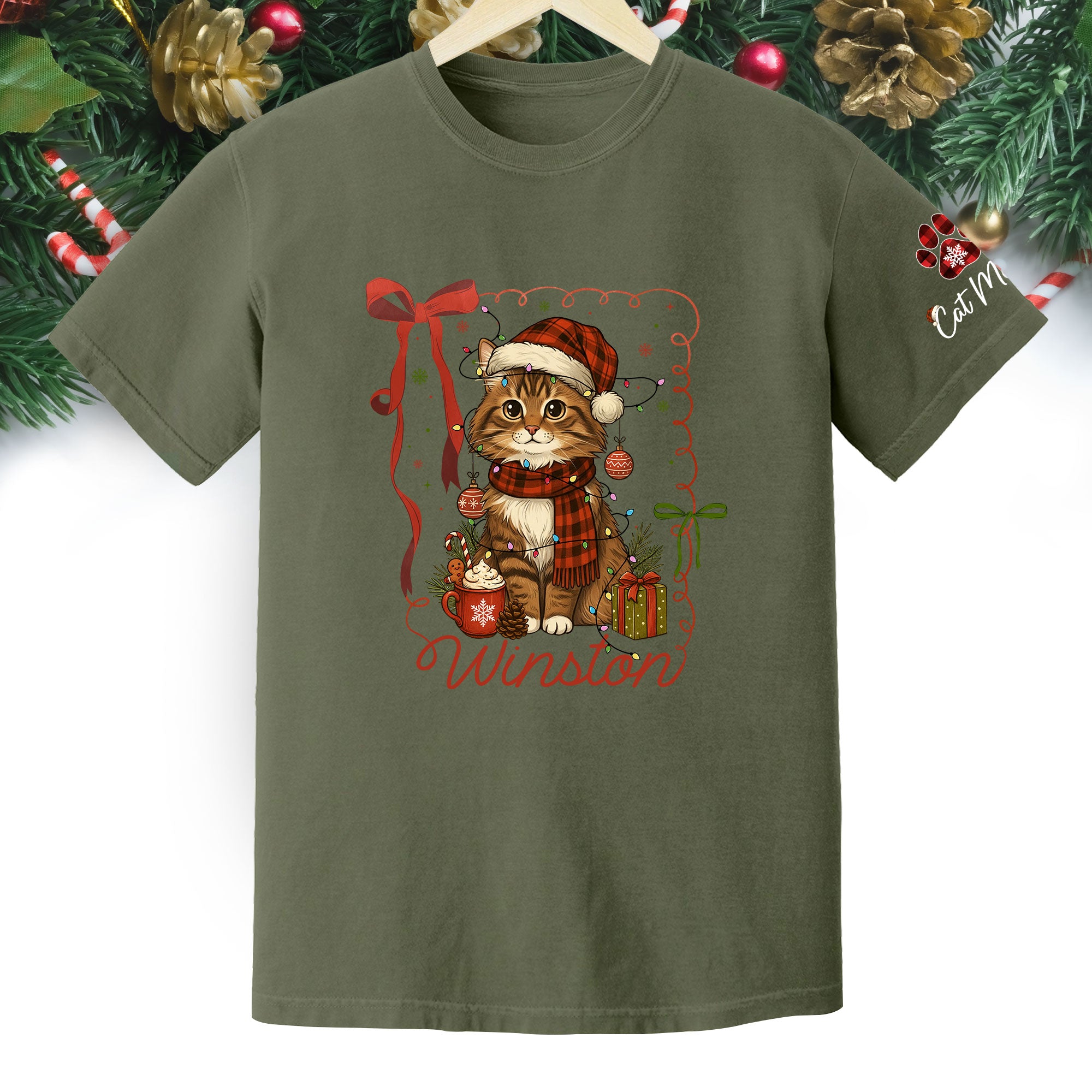 Custom Pet Christmas Shirt – Personalized Cat Photo Tee, Funny Holiday Gift for Pet Lovers