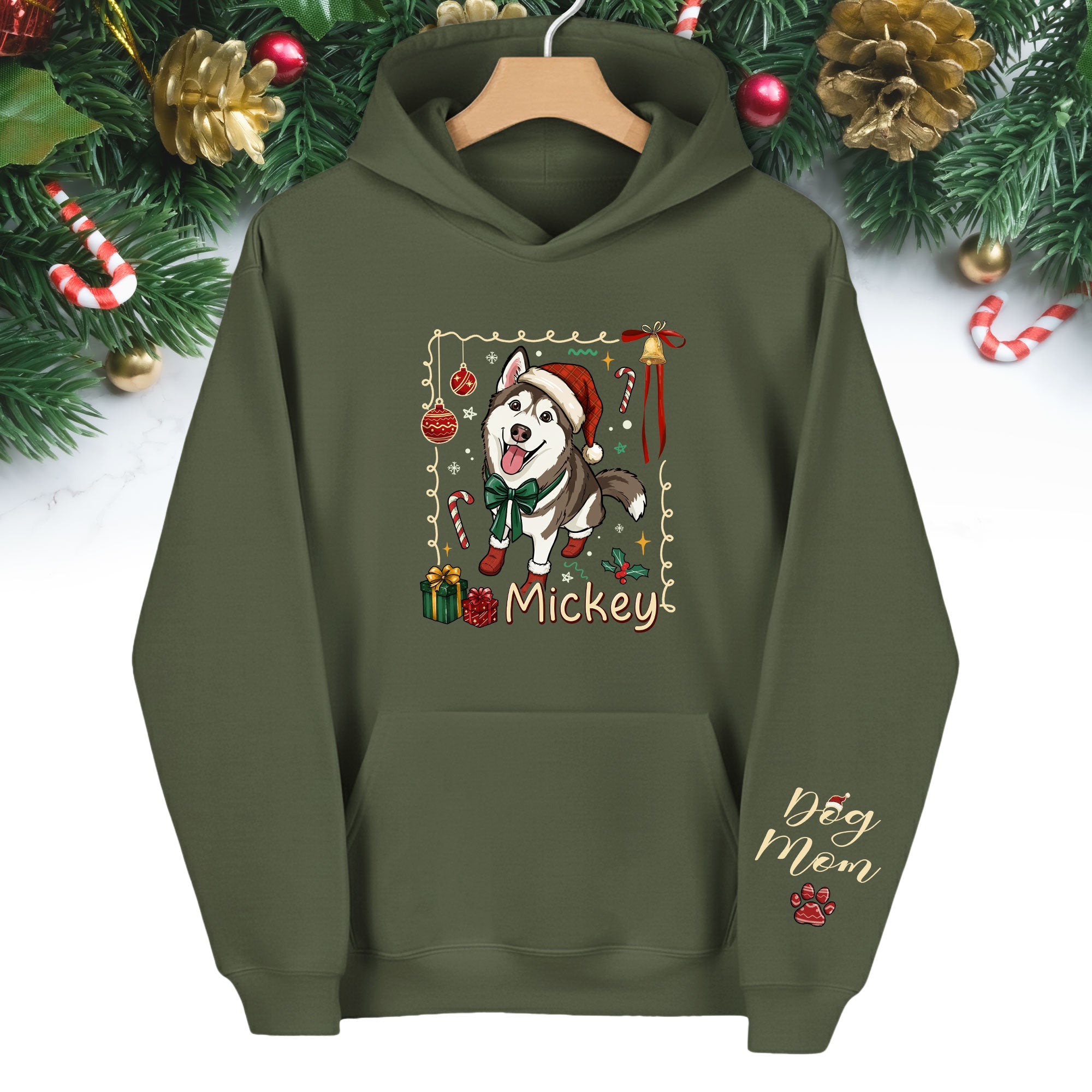Custom Dog Christmas Hoodie – Personalized Pet Photo Gift for Dog Moms
