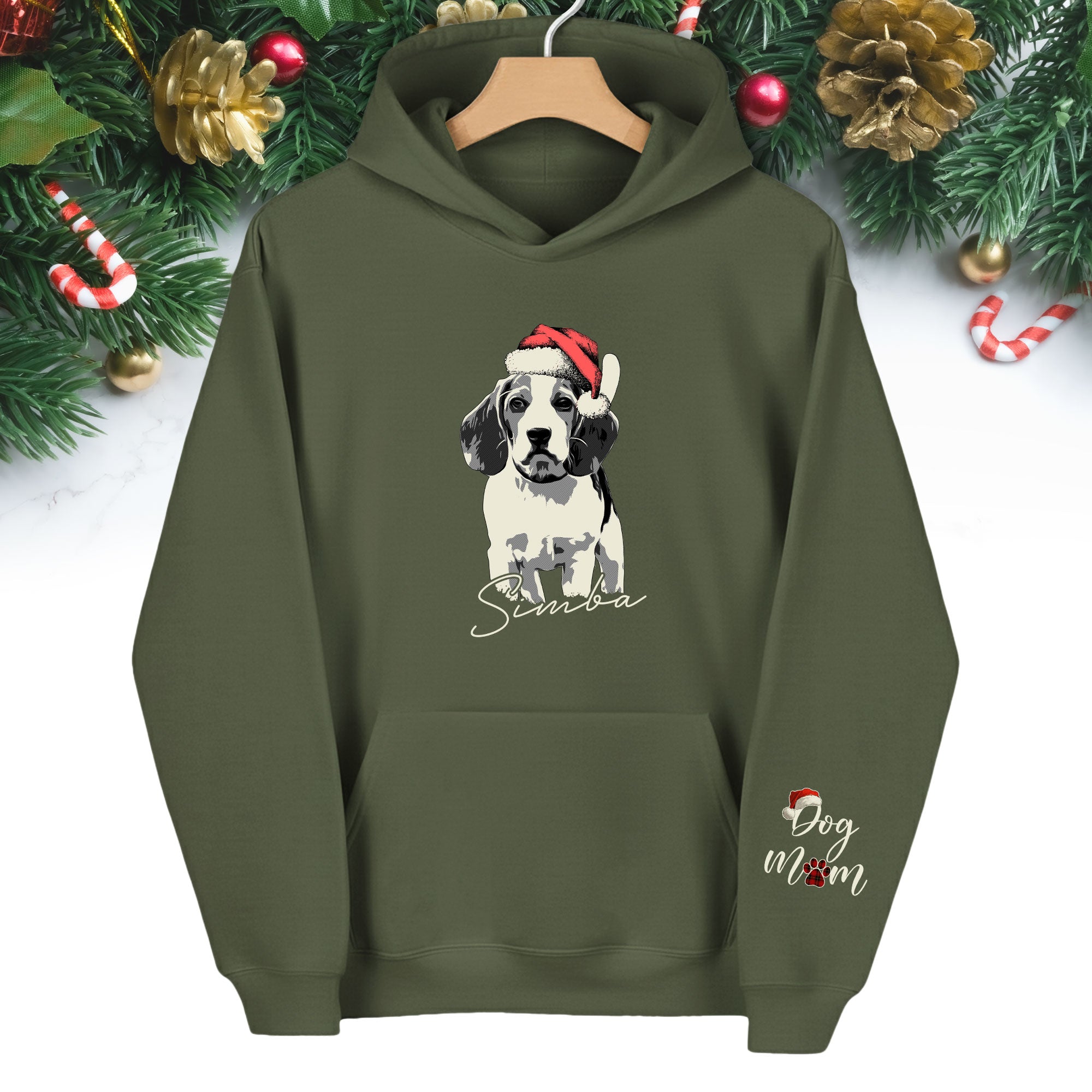Custom Pet Photo Hoodie – Personalized Dog Hoodie with Christmas Design for Dog Lovers