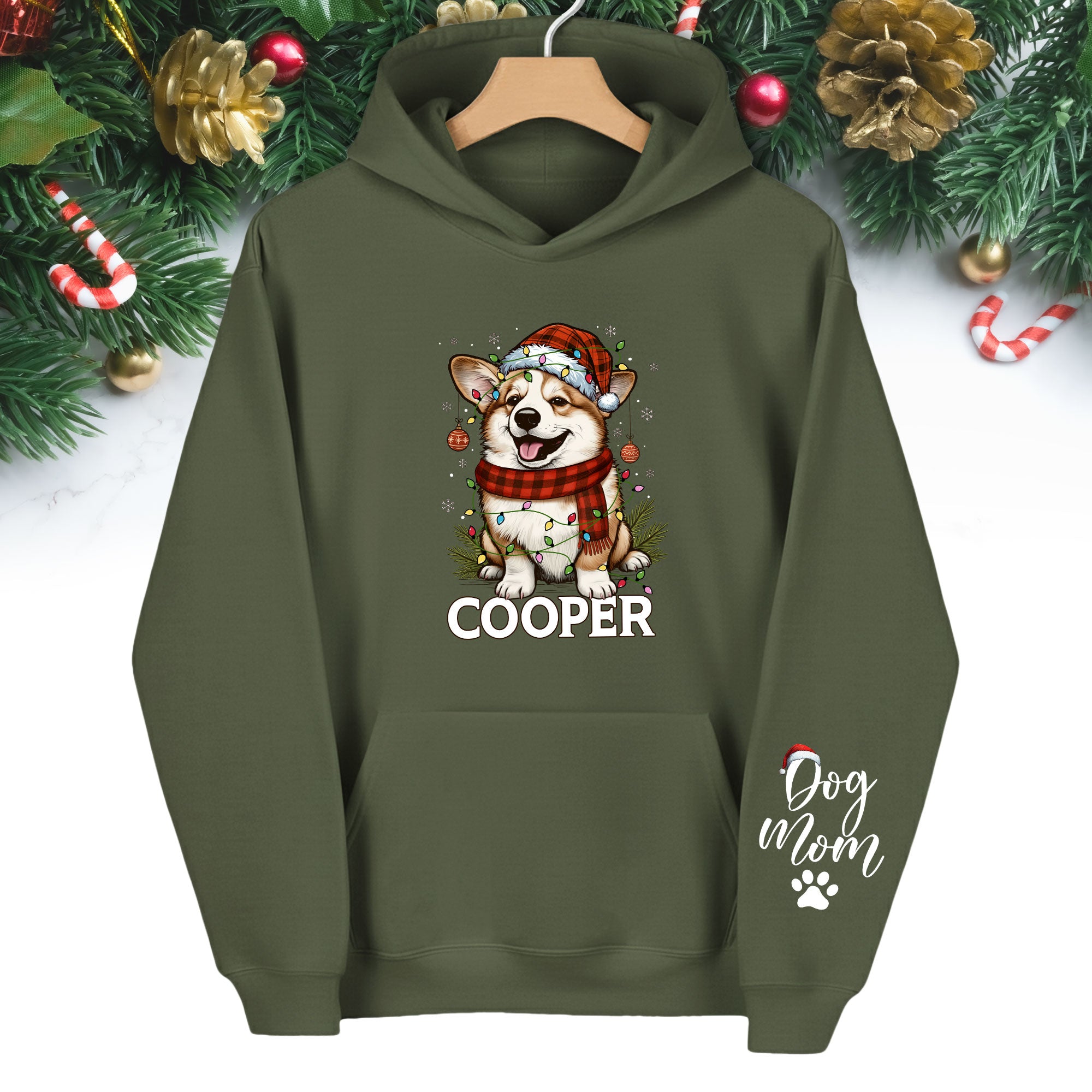 Custom Dog Mom Hoodie – Personalized Pet Photo Christmas Hoodie, Cute Gift for Dog Lovers