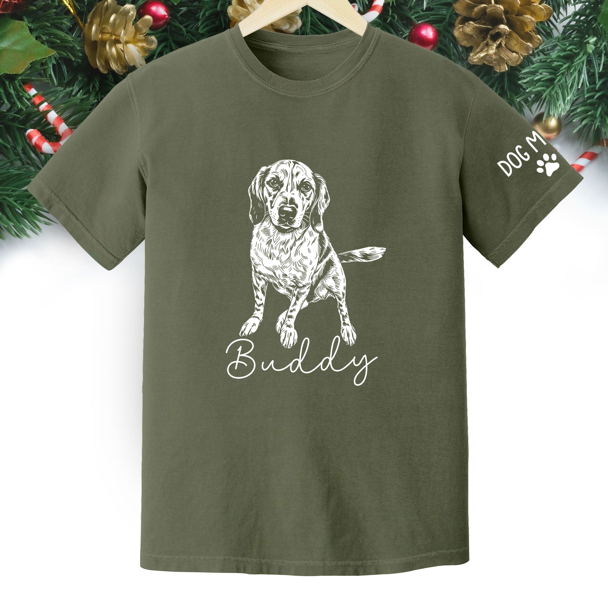 Personalized Dog Mom T-Shirt, Custom Dog Line Art Tee with Pet Name, Unique Gift for Dog Lovers