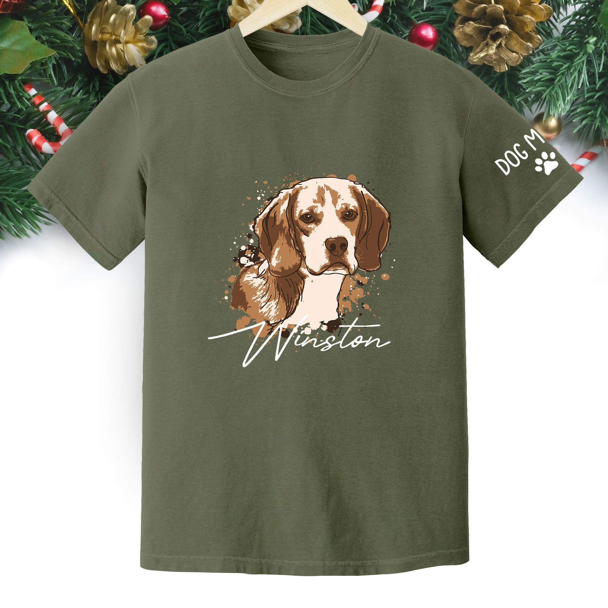 Personalized Dog Mom T-Shirt – Custom Dog Portrait Shirt with Pet Photo & Name, Unique Gift for Pet Lovers