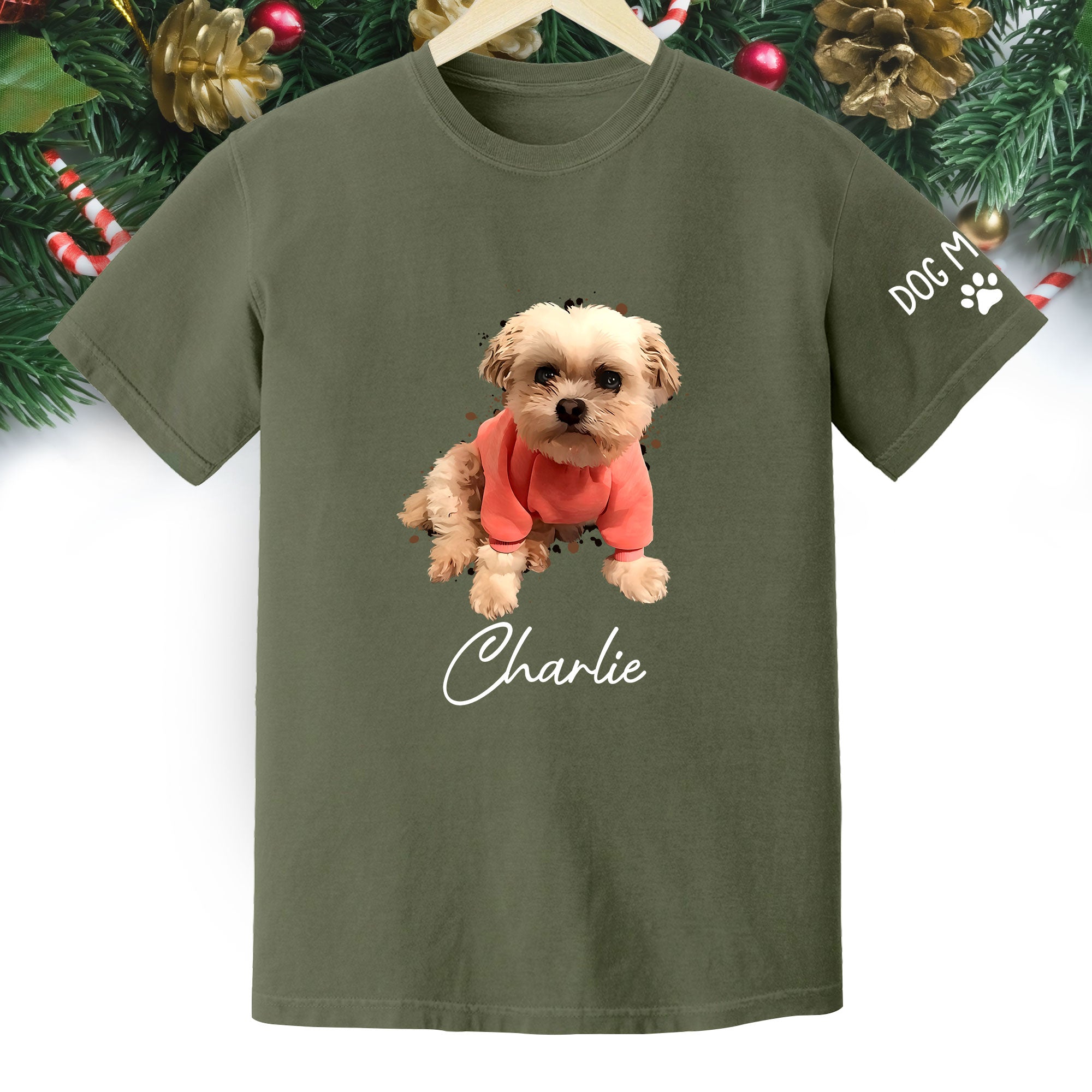 Personalized Dog Mom T-Shirt – Custom Dog Photo Shirt with Pet Name, Cute Gift for Pet Lovers