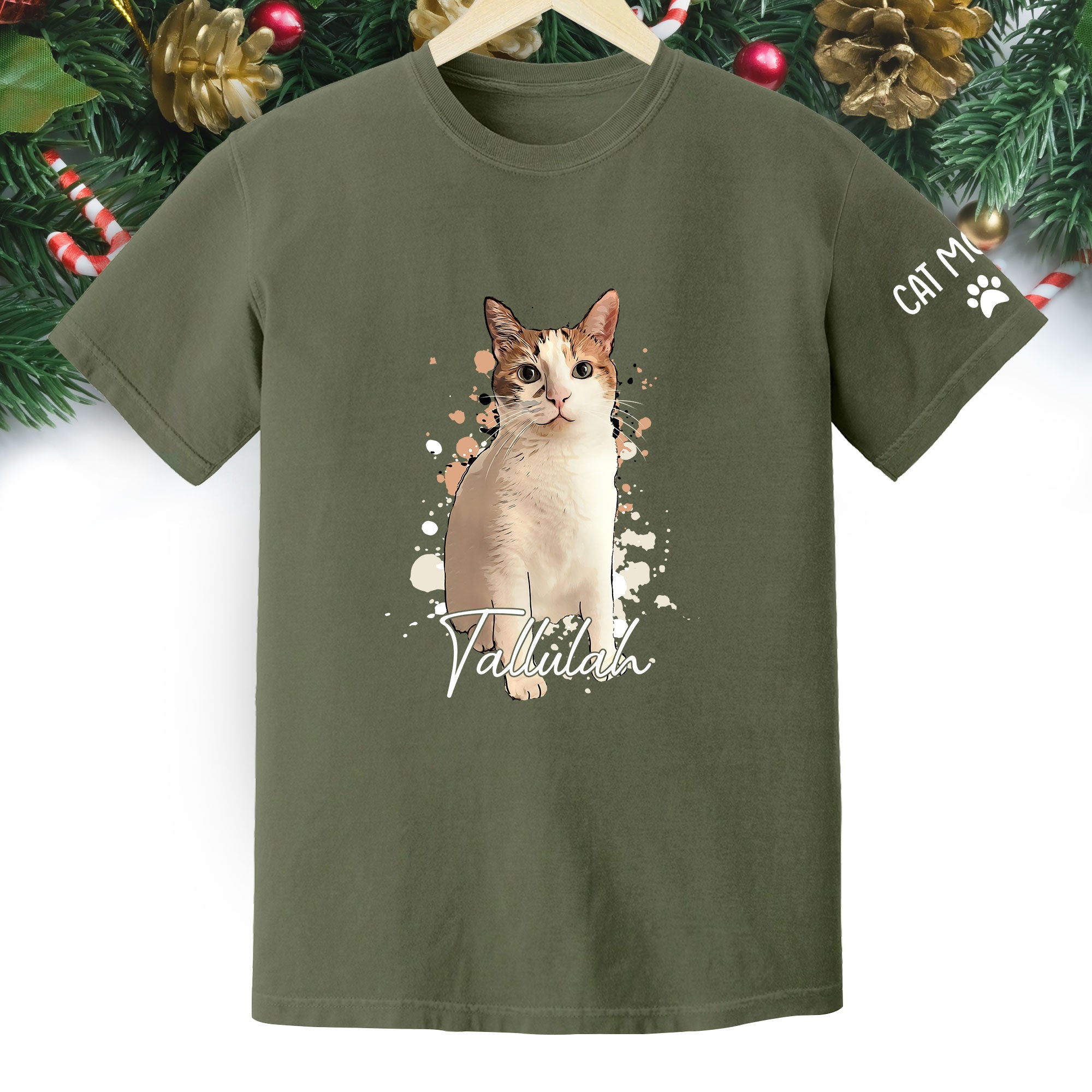 Personalized Cat Mom T-Shirt – Custom Cat Photo Shirt with Pet Name, Unique Gift for Cat Lovers