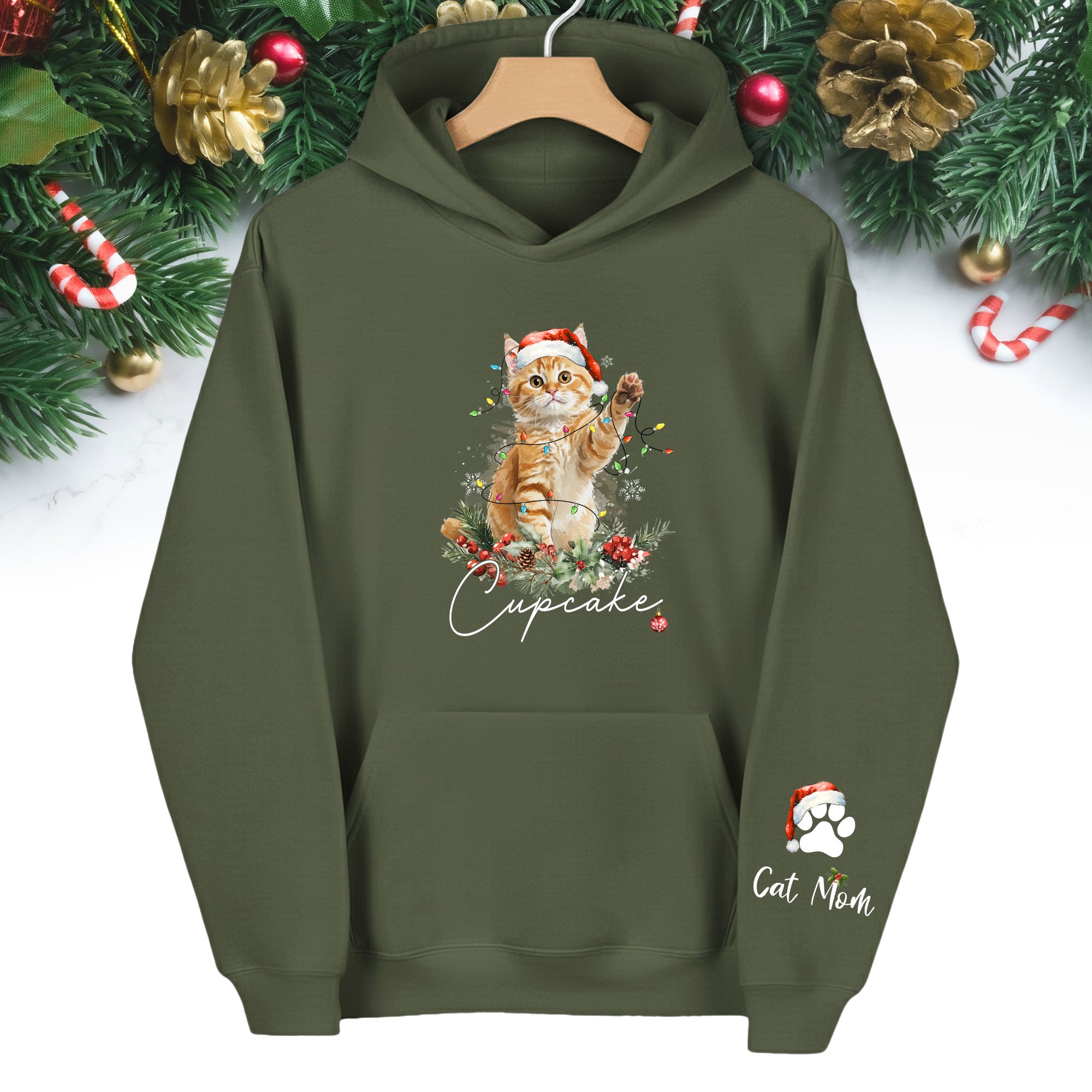 Custom Cat Mom Hoodie – Personalized Pet Photo Hoodie, Cute Christmas Gift for Women
