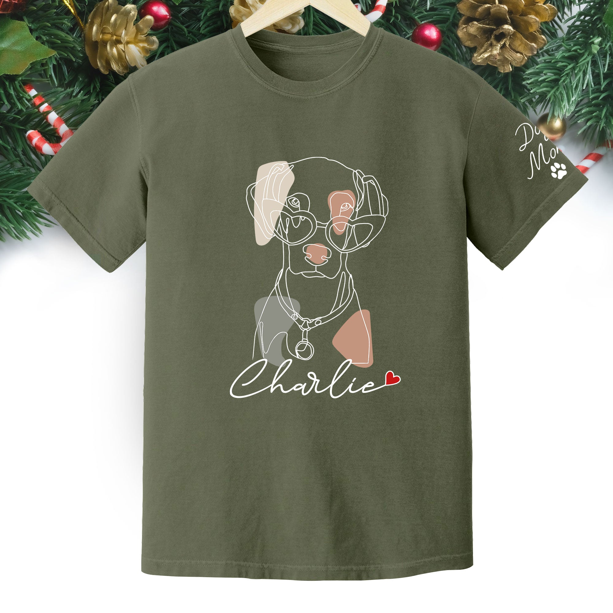 Christmas Dog Mom T-Shirt – Personalized Pet Photo Shirt, Custom Holiday Gift for Women